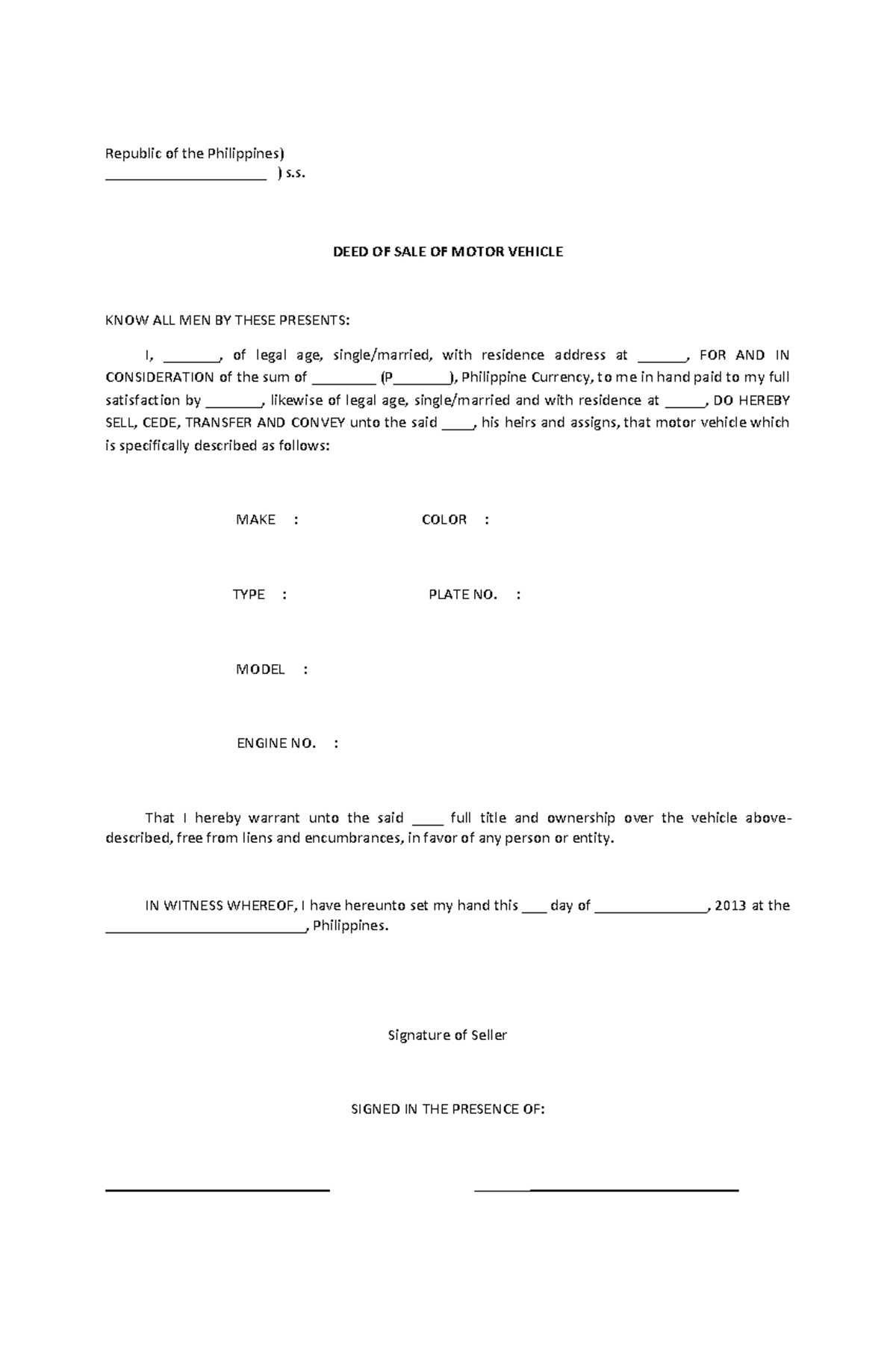 Deed-of-Sale-of-Motor-Vehicle - Republic of the Philippines ...