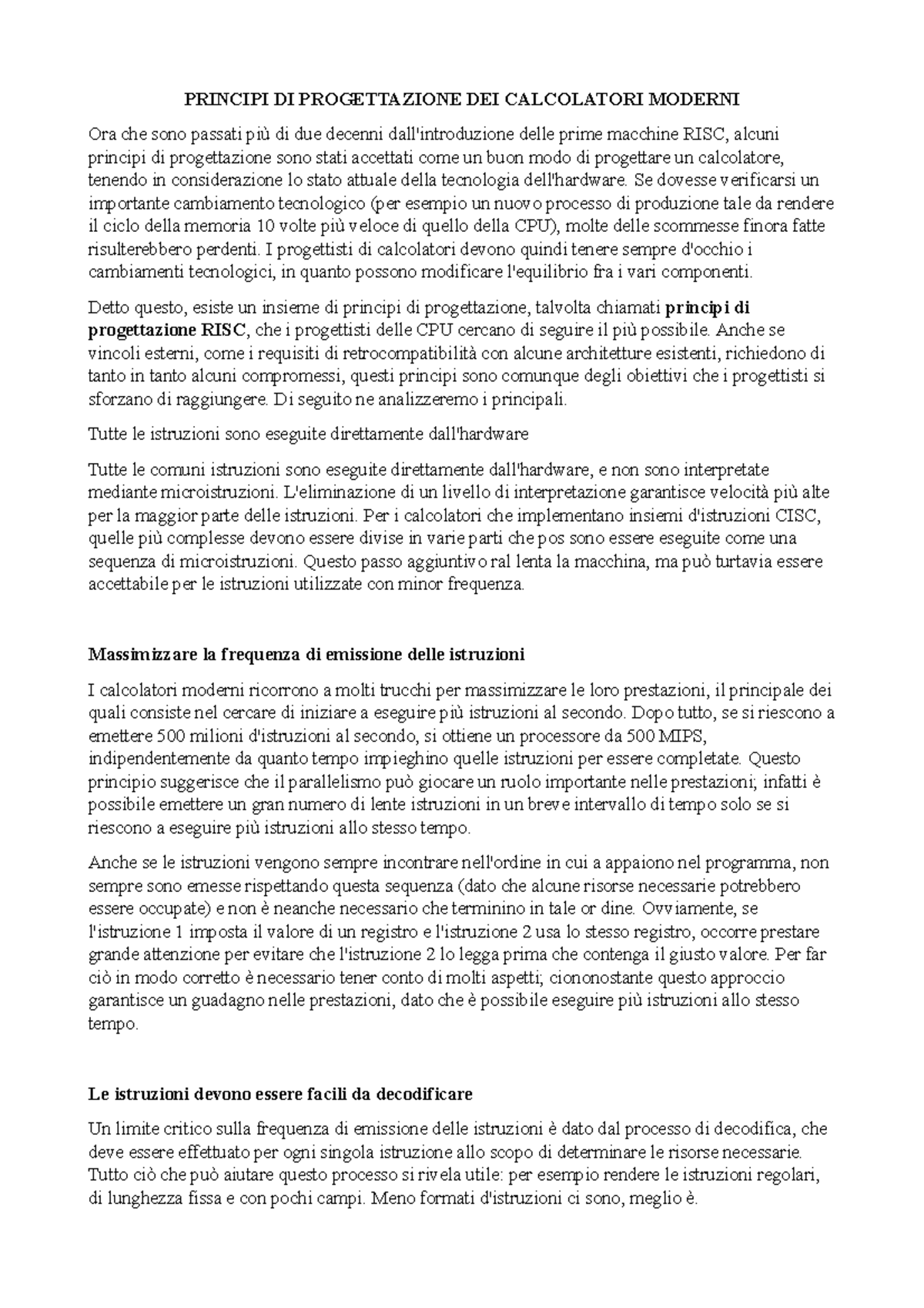 struttura e progetto dei calcolatori