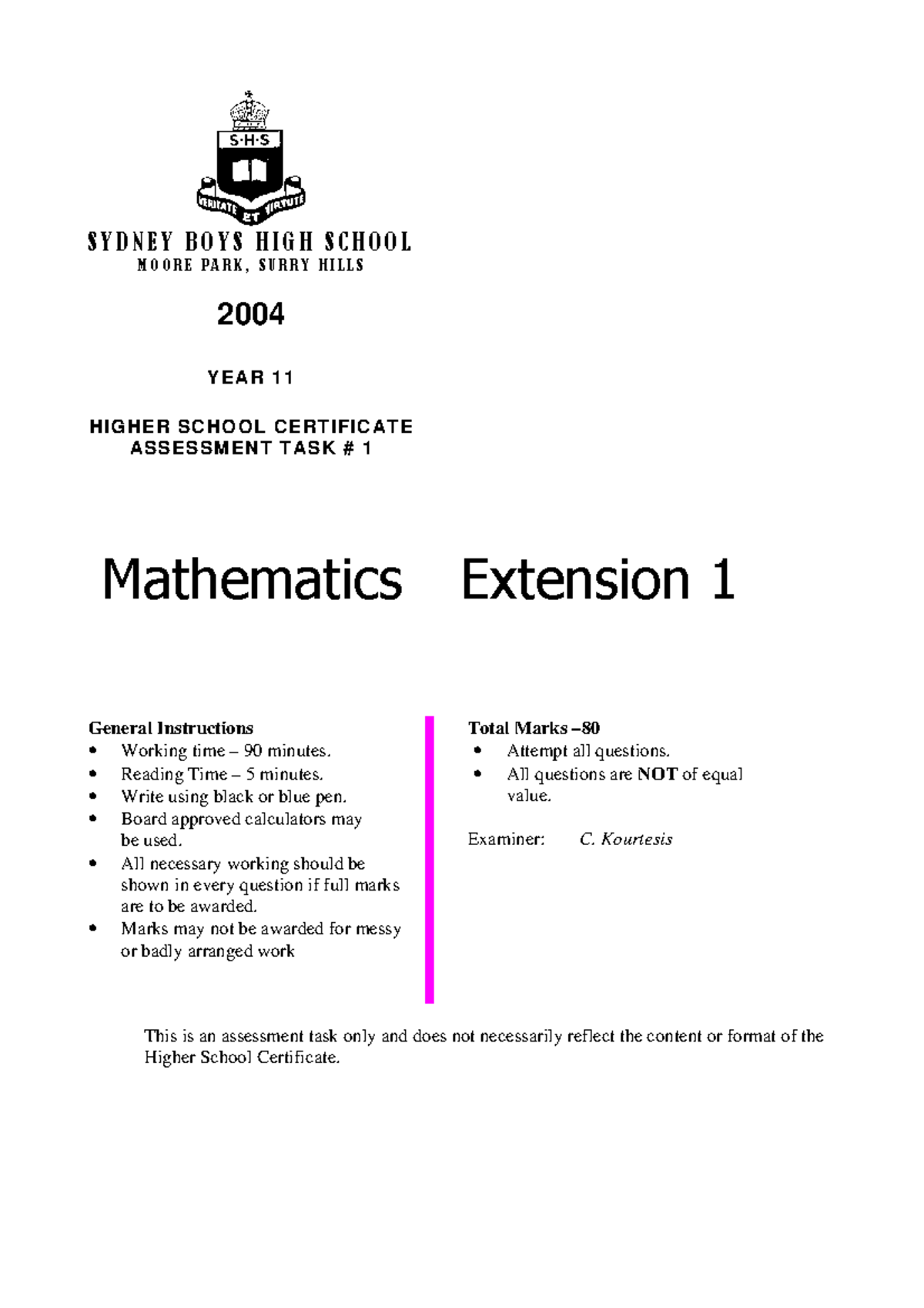 SBHS 2004 Yr11 ME Task 1 - Study hard - S Y D N E Y B O Y S H I G H S C ...