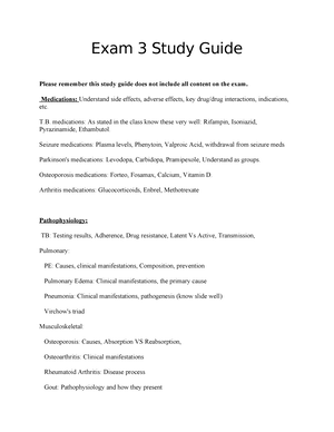 Exam 4 Test Review - Summary Pathopharmacology For Nursing Practice II ...