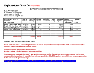 EOBScenario 2-2018 - EOB - Explanation of Benefits SCENARIO 2 PAYMENT ...