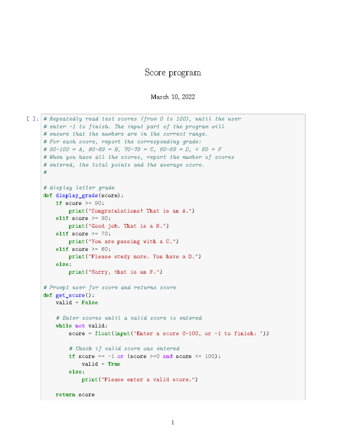 Score program - Score program March 10, 2022 [ ]: # Repeatedly read ...