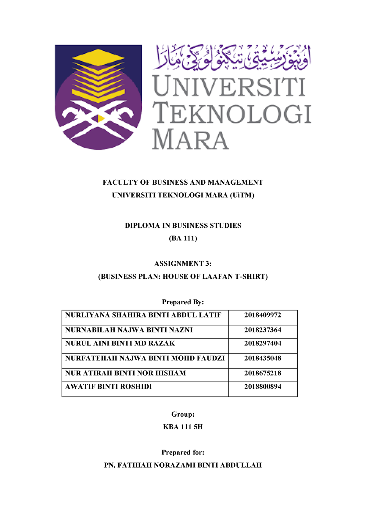 contoh assignment ent530