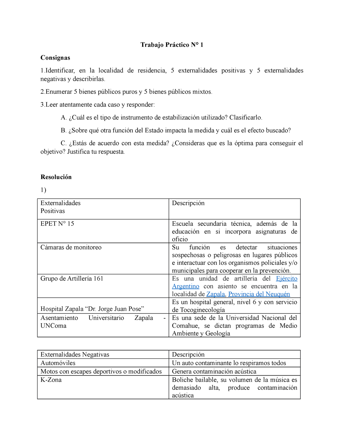 Tp N° 1 Trabajo Practico Trabajo Práctico N° 1 Consignas 1 En La Localidad De Residencia 5 0485