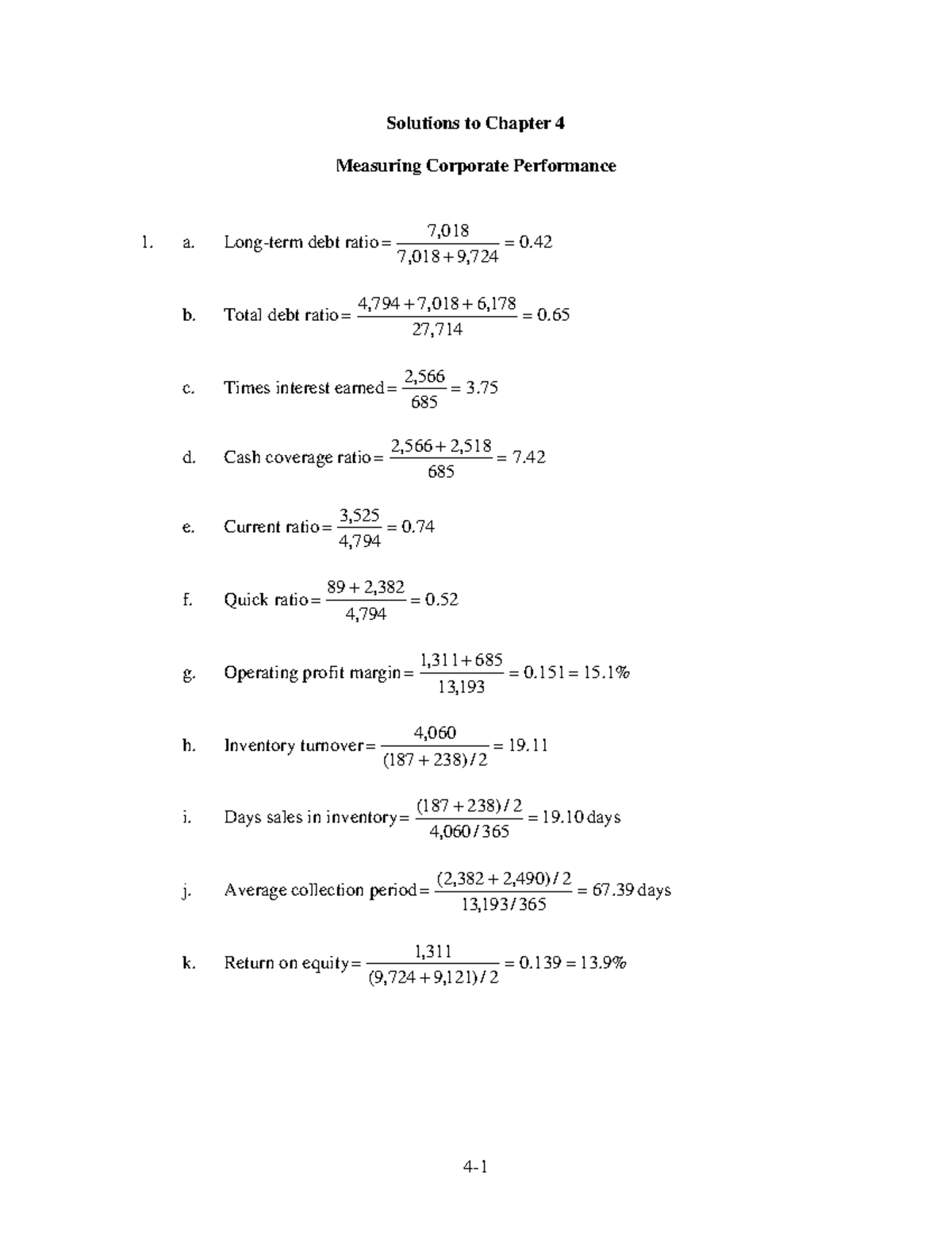 Ch04 - 4- Solutions to Chapter 4 Measuring Corporate Performance a ...