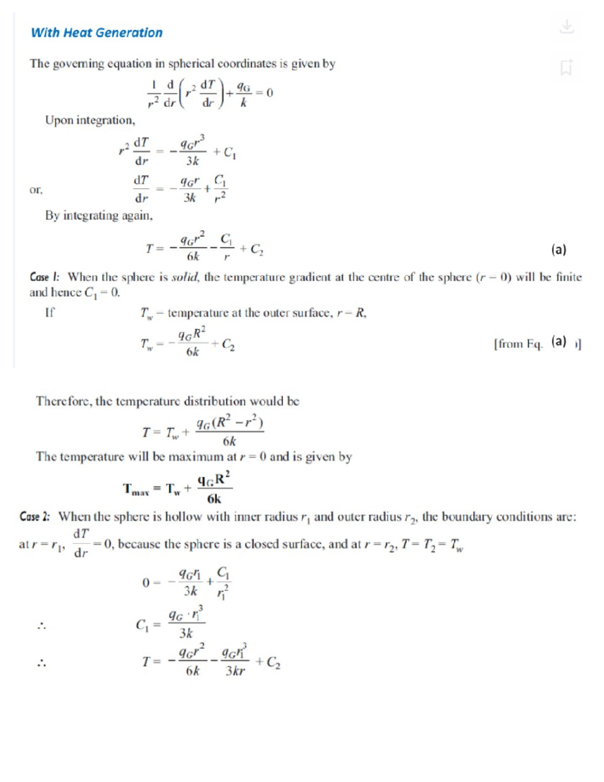 Heat Transfer -ME-501-27 - With Heat Generation The governing equation ...