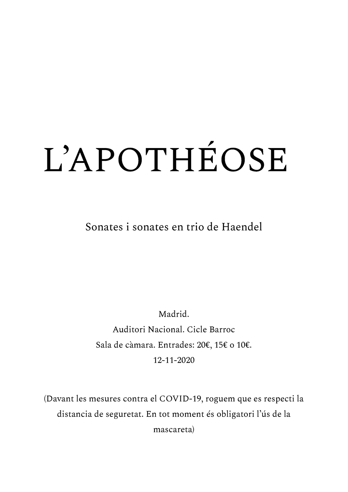 Programa De Mà Historia De La Música LapothÉose Sonates I Sonates