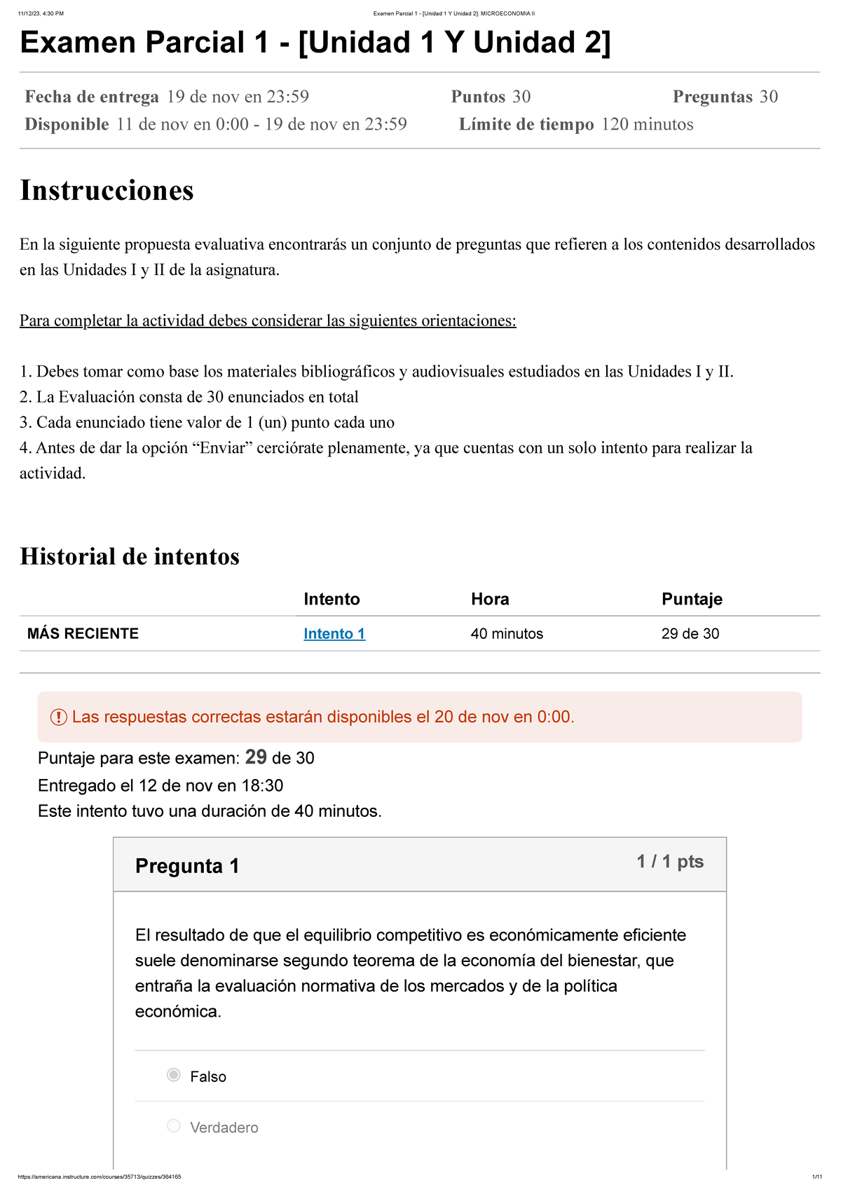 Examen Parcial 1 - [Unidad 1 Y Unidad 2] Microeconomia II - Examen ...