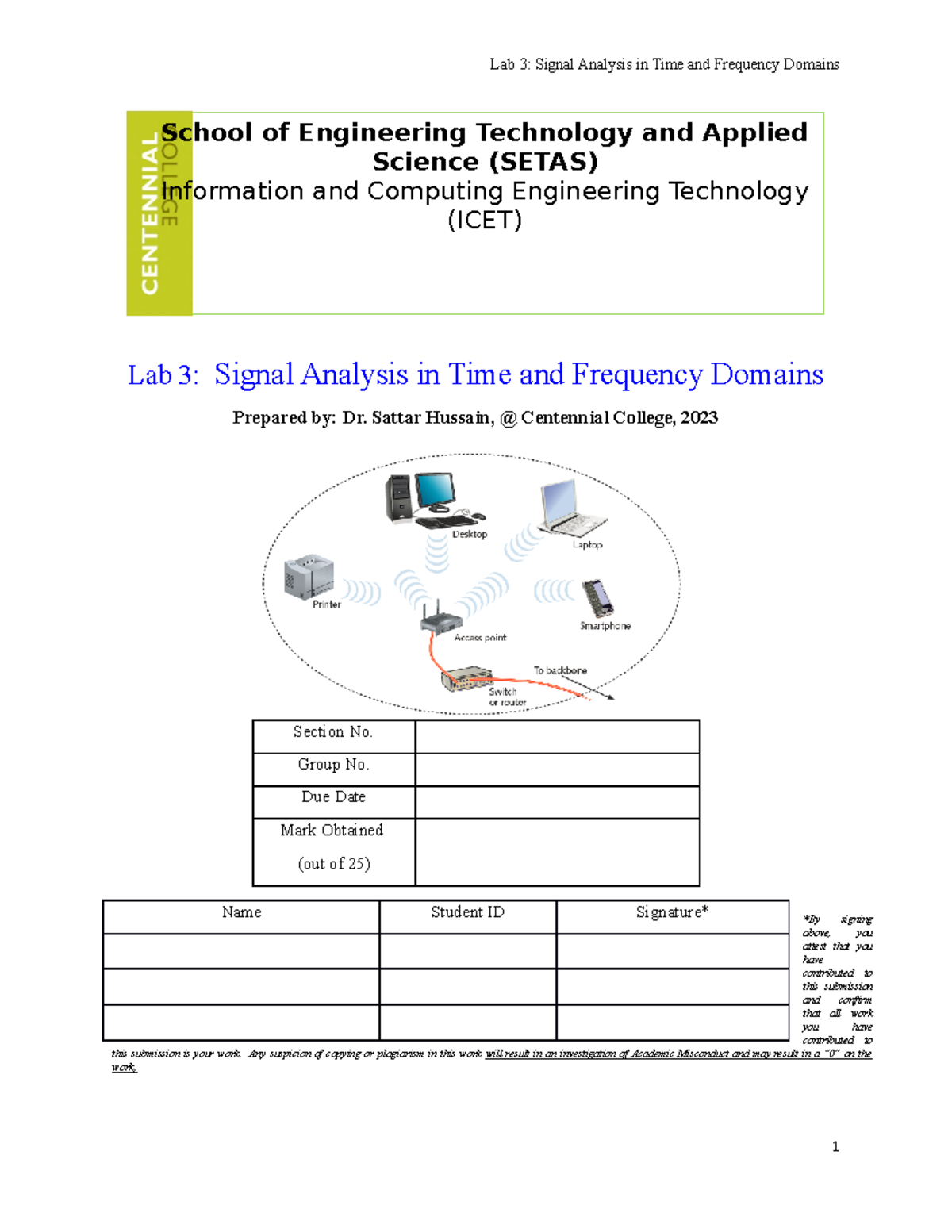 CNET304 Lab 3 Signal Analysis in Time and Frequency Domains - Lab 3 ...