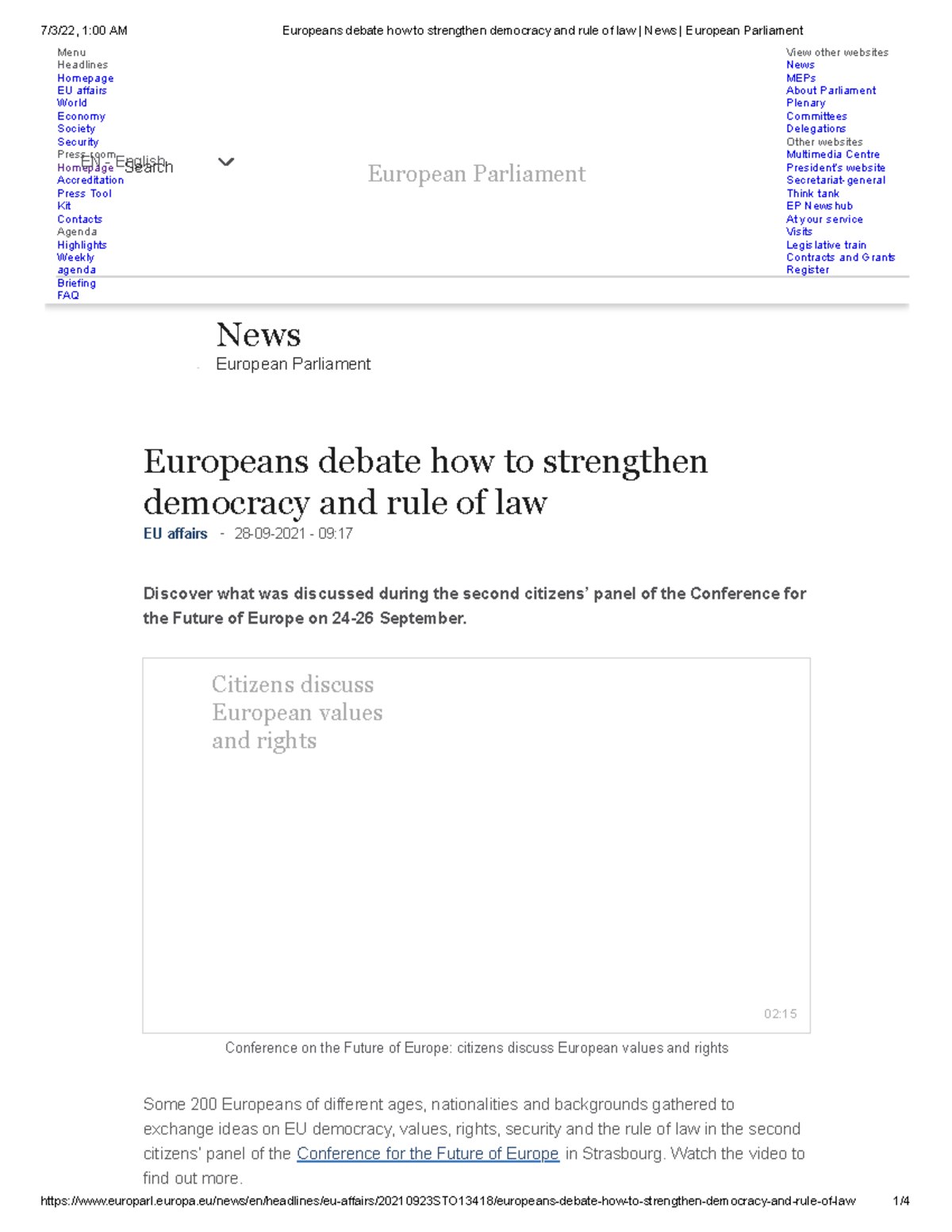 Europeans debate how to strengthen democracy and rule of law ...