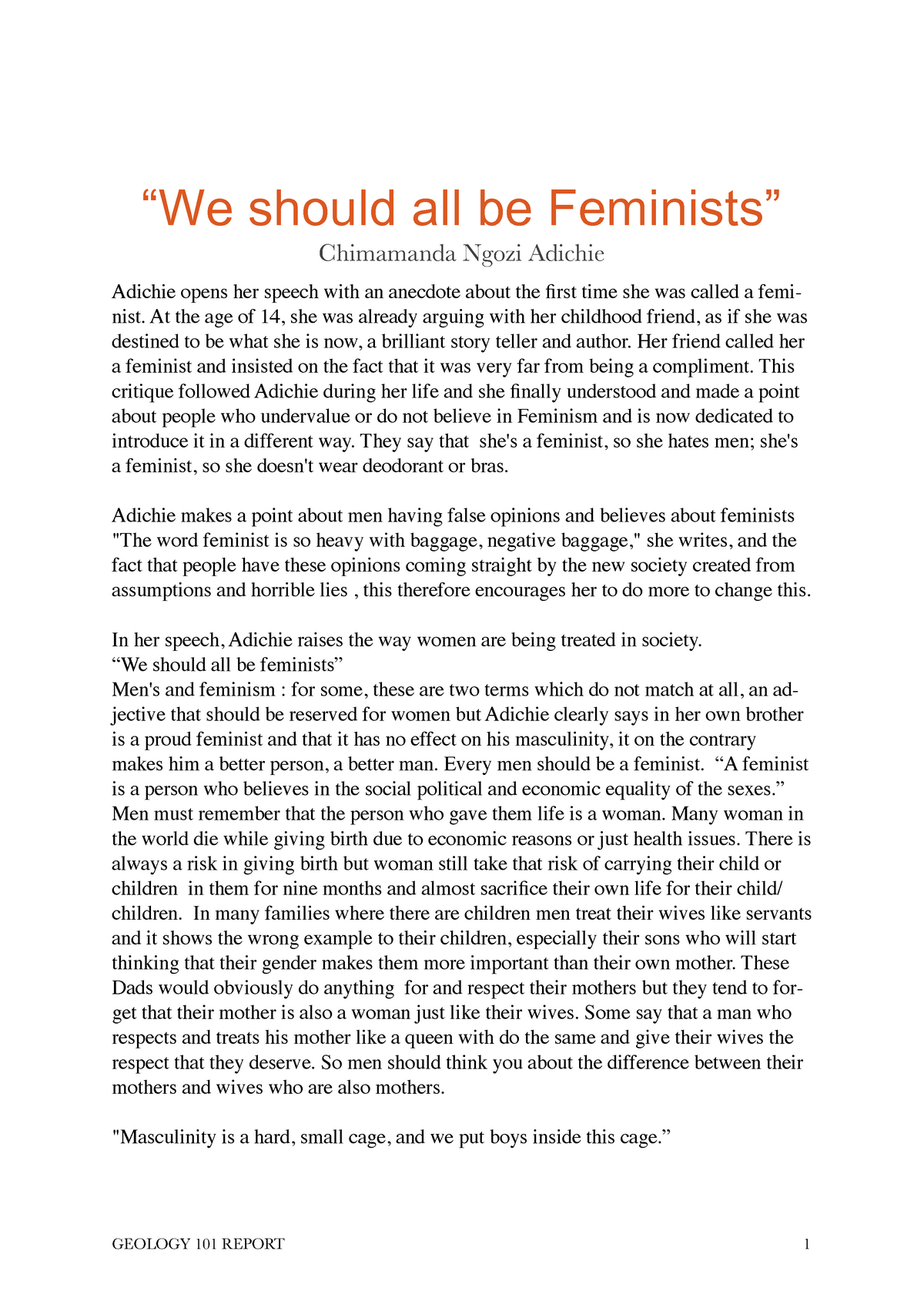 feminism easy essay
