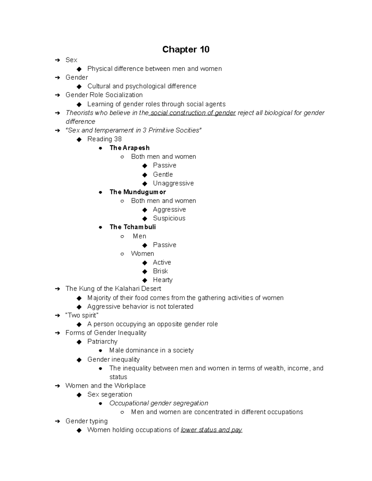 Intro To Sociology Chap 10 Chapter 10 Sex Physical Difference Between Men And Women Gender 7337