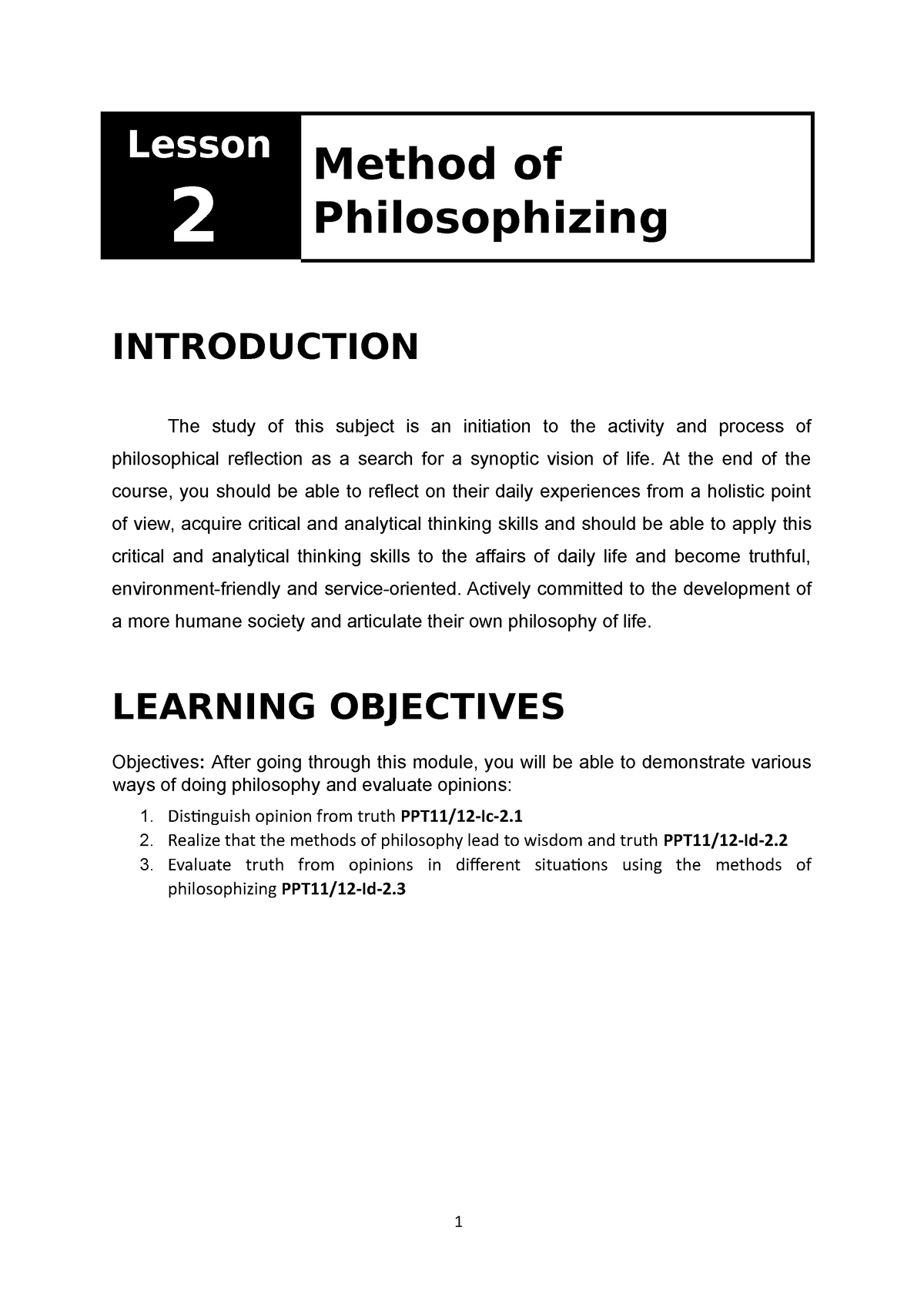 methods of philosophizing essay