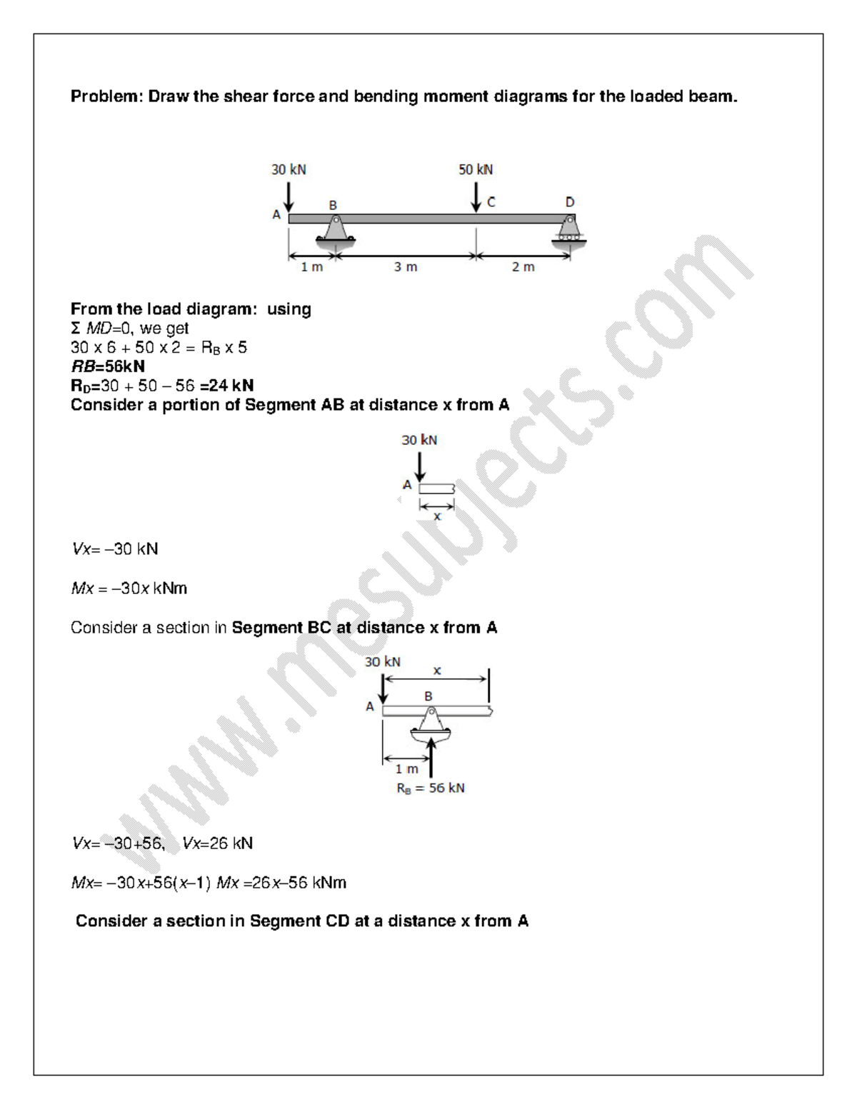 50846715 numerical problems on sfd and bm Problem Draw the shear