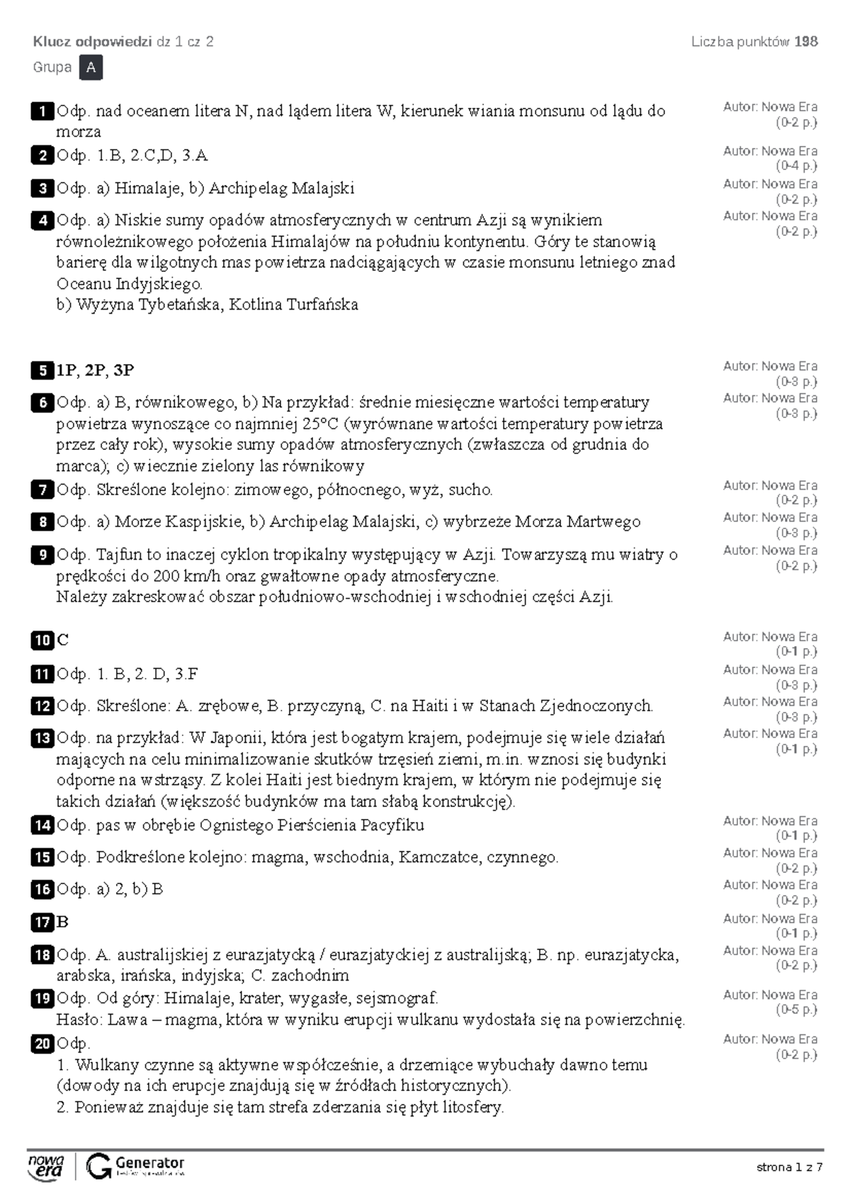 Dz 1 cz 2 Klucz odpowiedzi - Klucz odpowiedzi dz 1 cz 2 Liczba punktów