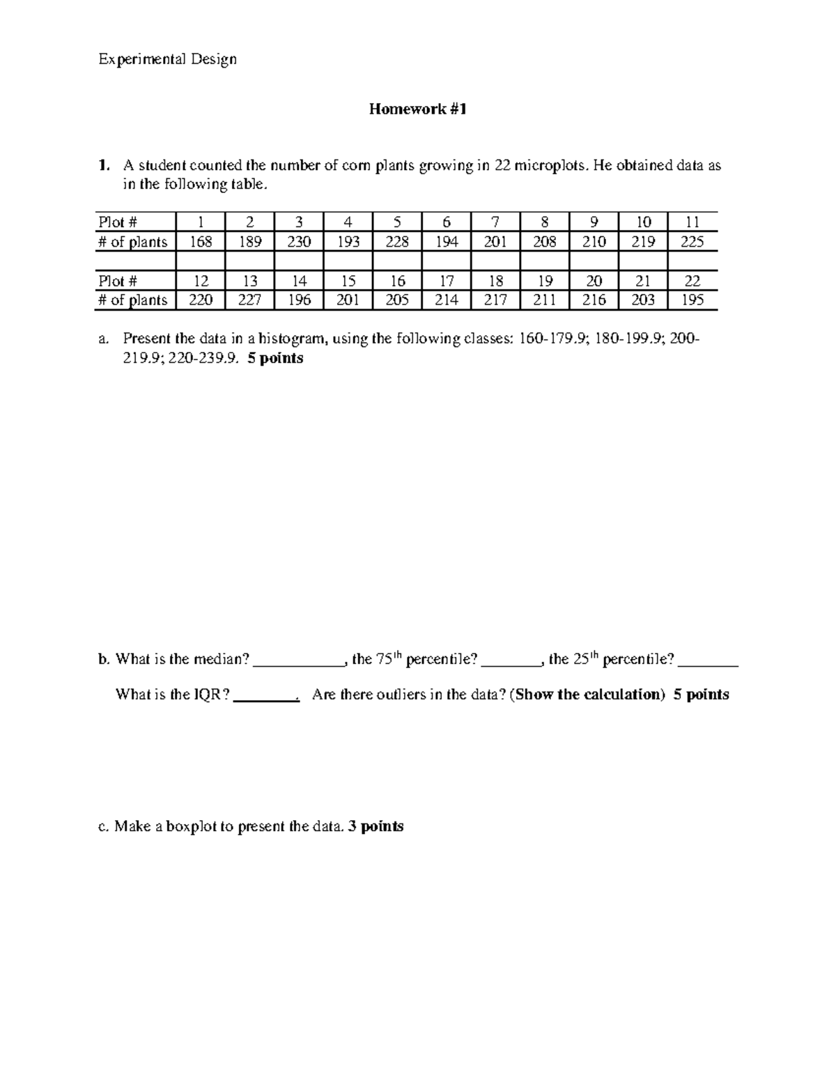 experimental design homework