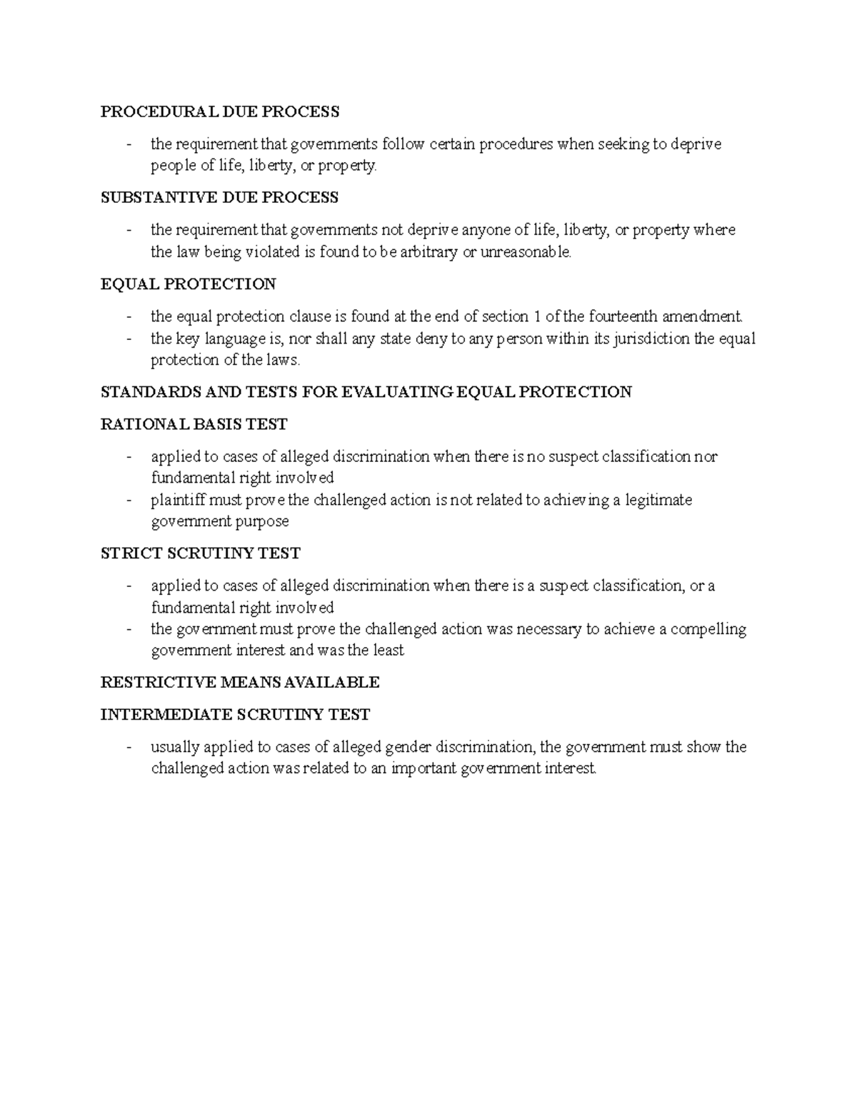 Constituitional Notes 5 - PROCEDURAL DUE PROCESS The Requirement That ...