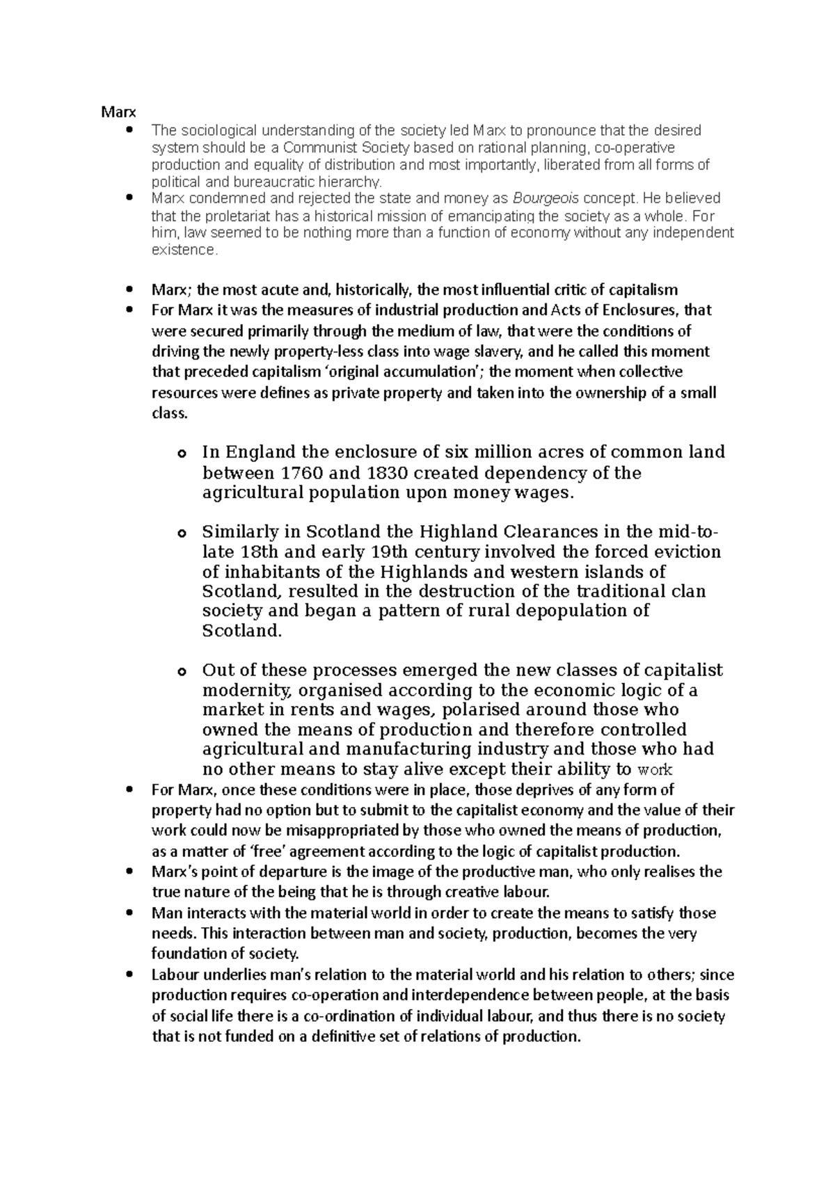 Marx - Summary JURISPRUDENCE - Marx The sociological understanding of ...