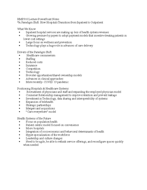 HMP310 8:25 lecture notes - 8/25 HMP310 Lecture Notes on Value Based ...