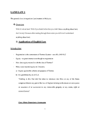 2 Lxeb2112 Land Law 1 Exam Notes Land Law I Lia2005 Studocu