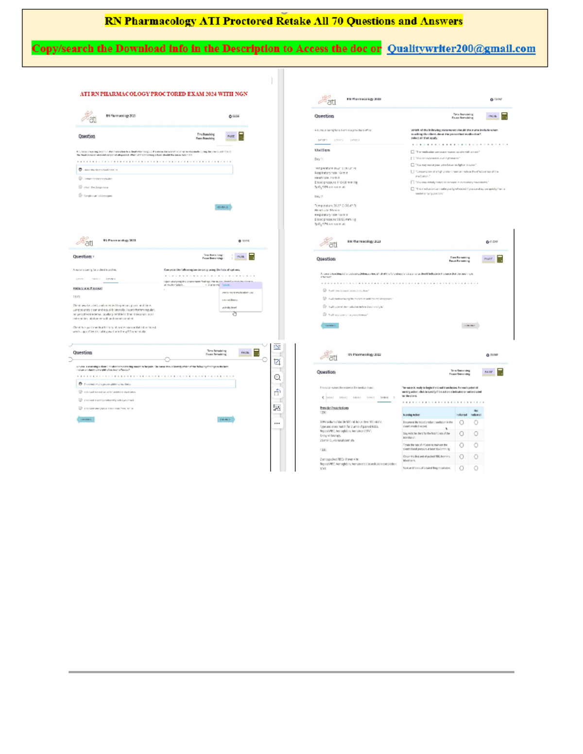 All PN ATI Pharmacology Ati Proctored Exam With All 60 NGN Questions ...