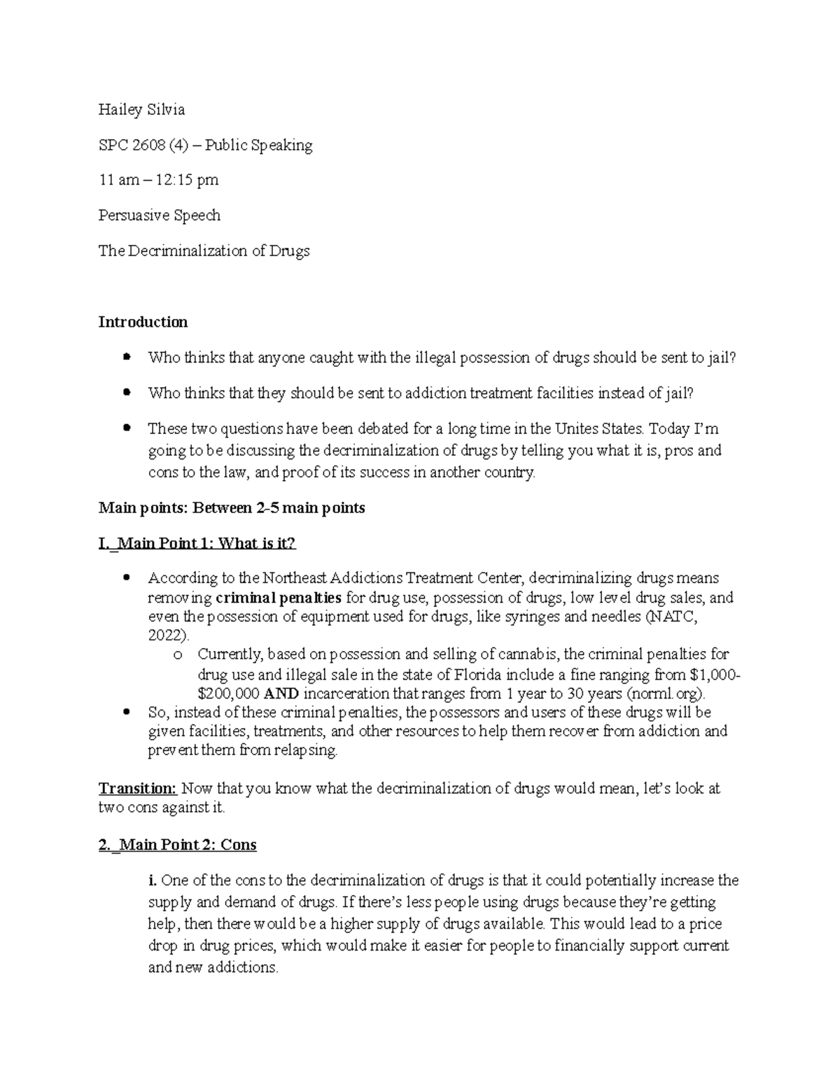 SPC - Persuasive Speech - Hailey Silvia SPC 2608 (4) – Public Speaking ...
