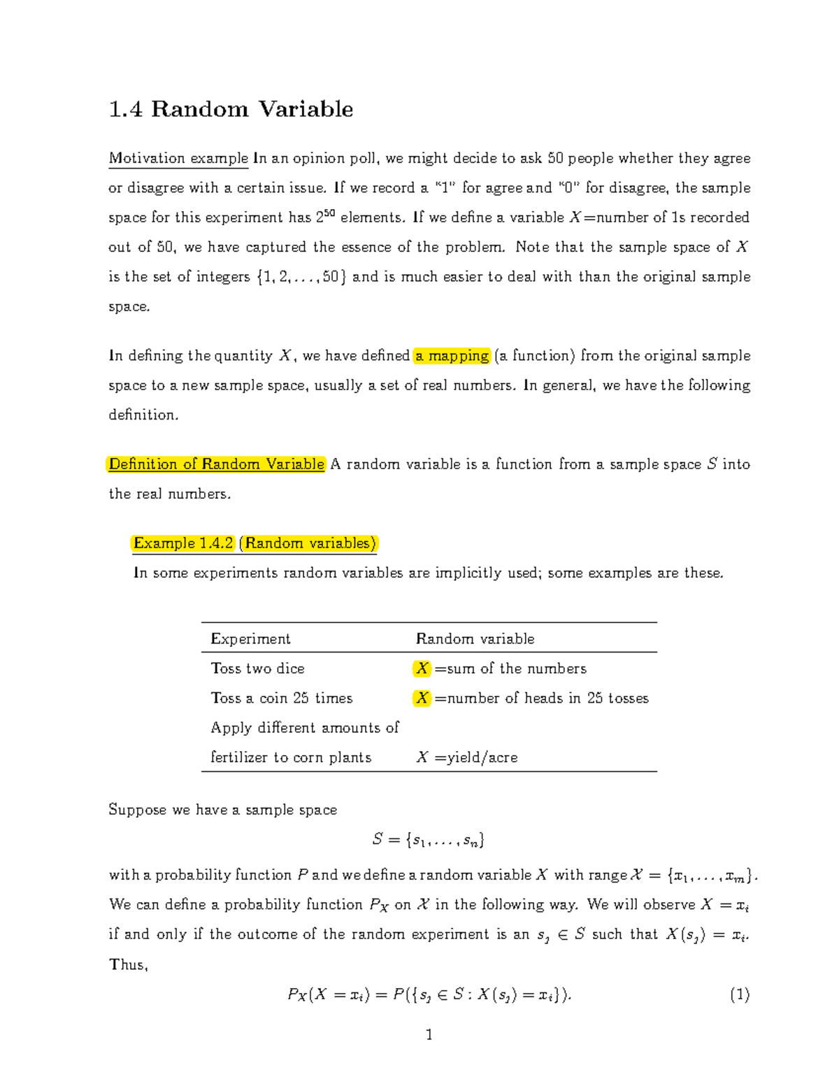 2.1 random variable dan fungsi distribusi - 1 Random Variable ...