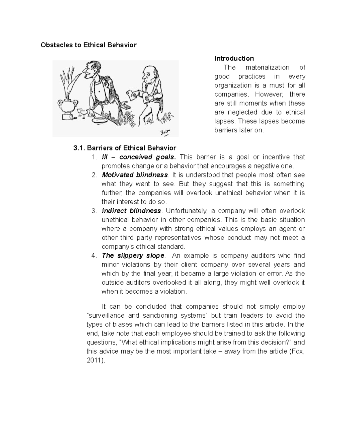 Obstacles To Ethical Behavior Obstacles To Ethical Behavior