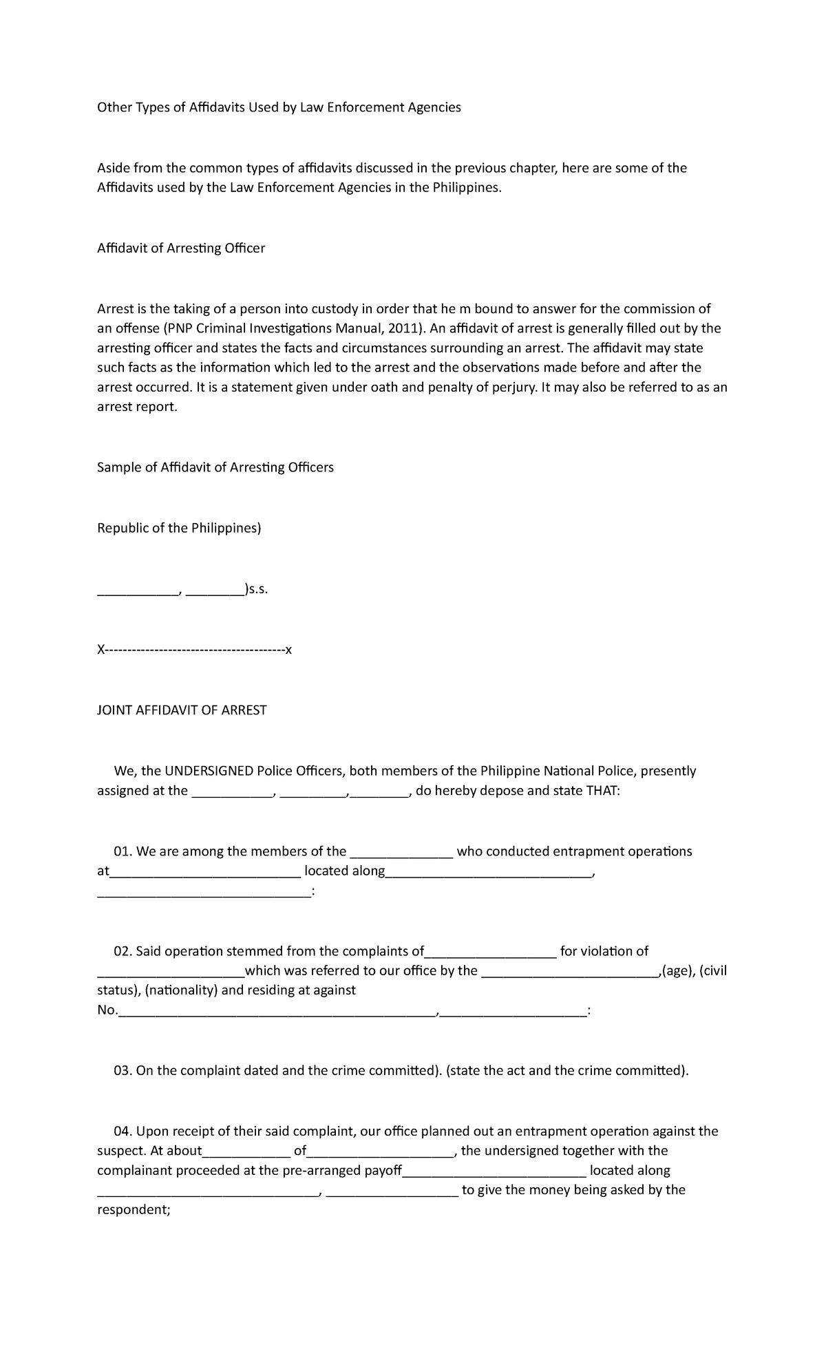 F1-M2- Discussion - This file contains the format of all affidavit of ...