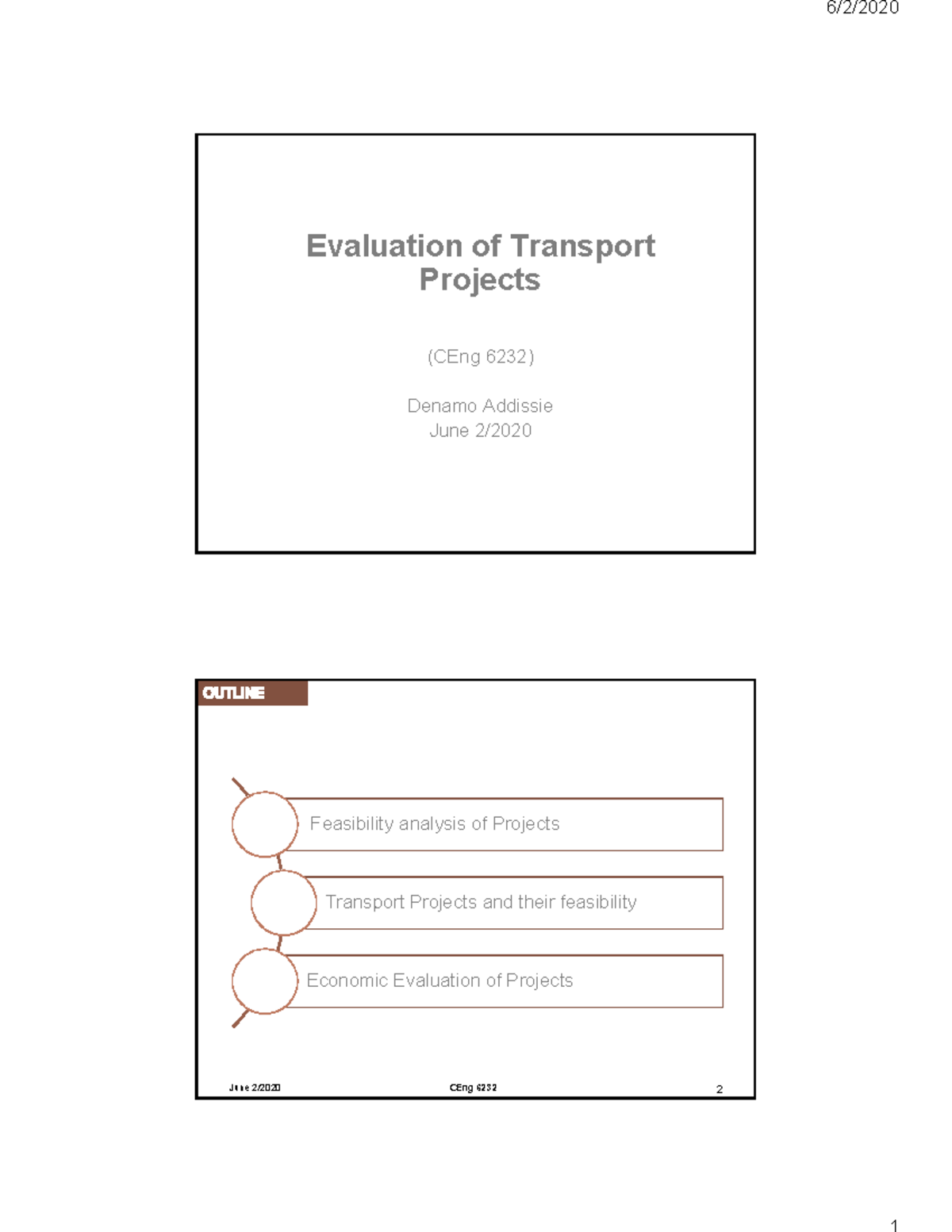 4. part 2 - Lecture notes 4.2 - Evaluation of Transport Projects (CEng ...