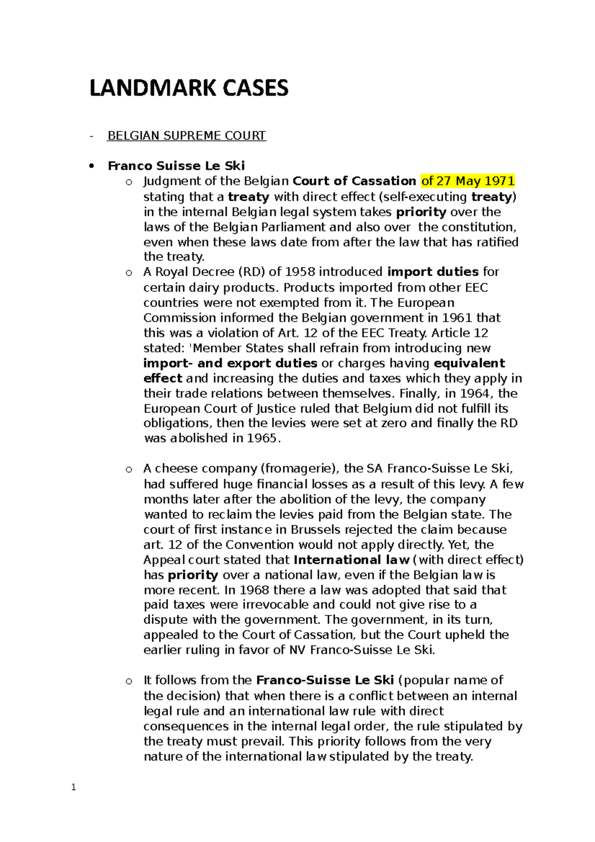 Assignment 3 (landmark cases) opdrachten van in de les European