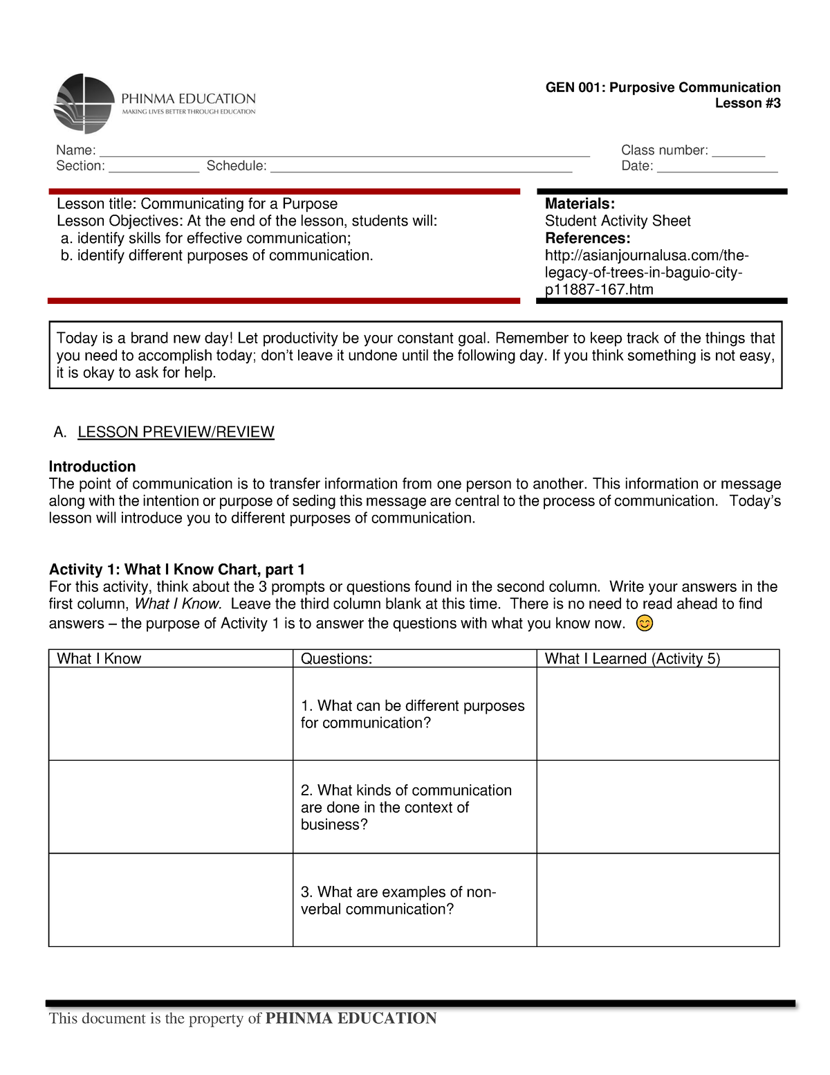 Copy of SAS 3-GEN 001 - yes - Lesson # Name: - Studocu