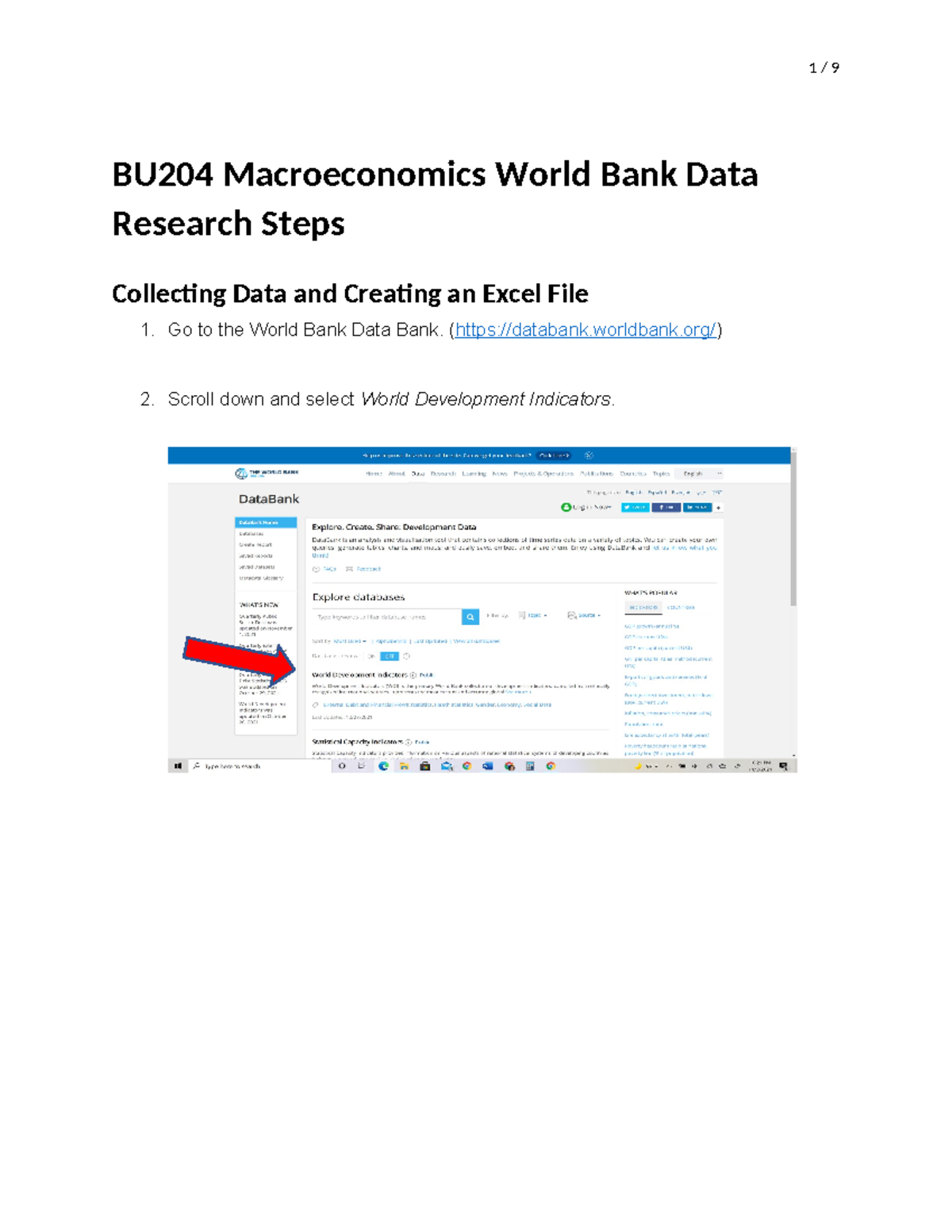 World Bank Data Research Steps - BU204 Macroeconomics World Bank Data ...