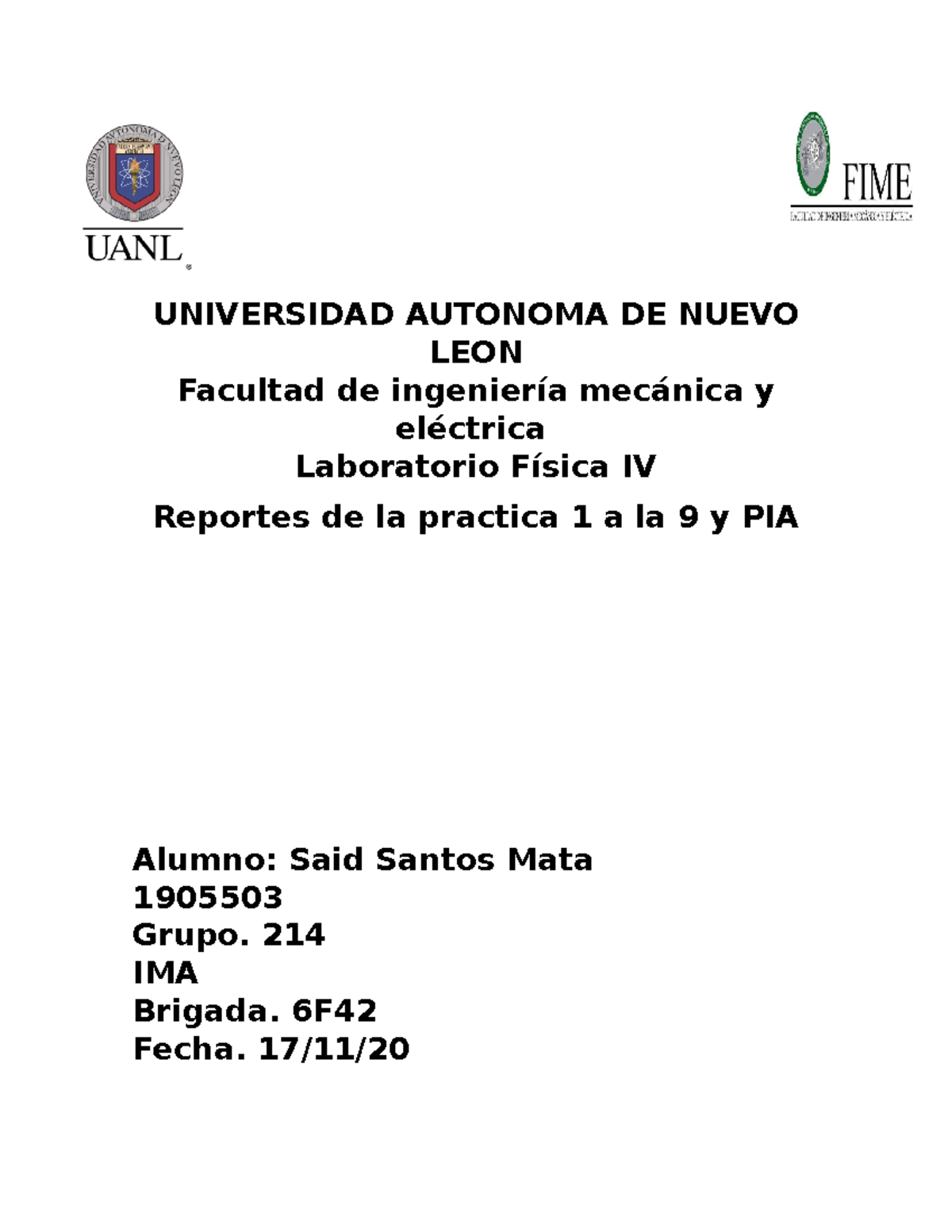 Laboratorio De Fisica Iv Practica Y Pia Universidad Autonoma De