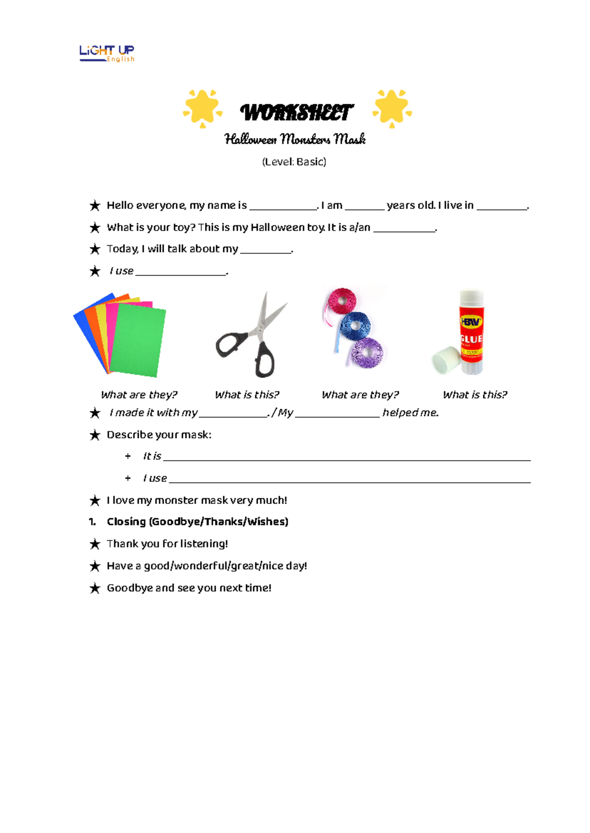 Halloween Monster Mask Making Worksheet WORKSHEET Hallowee Monste Mas
