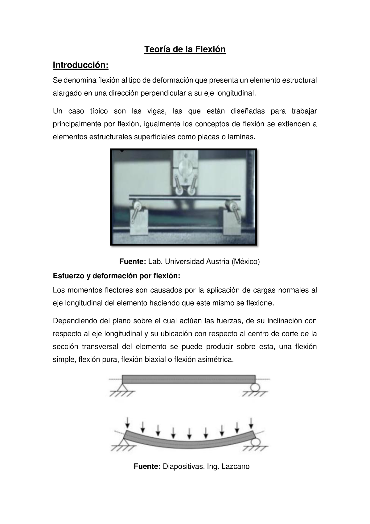 Teoria-de-la-flexion Compress - Teoría De La Flexión Introducción: Se ...