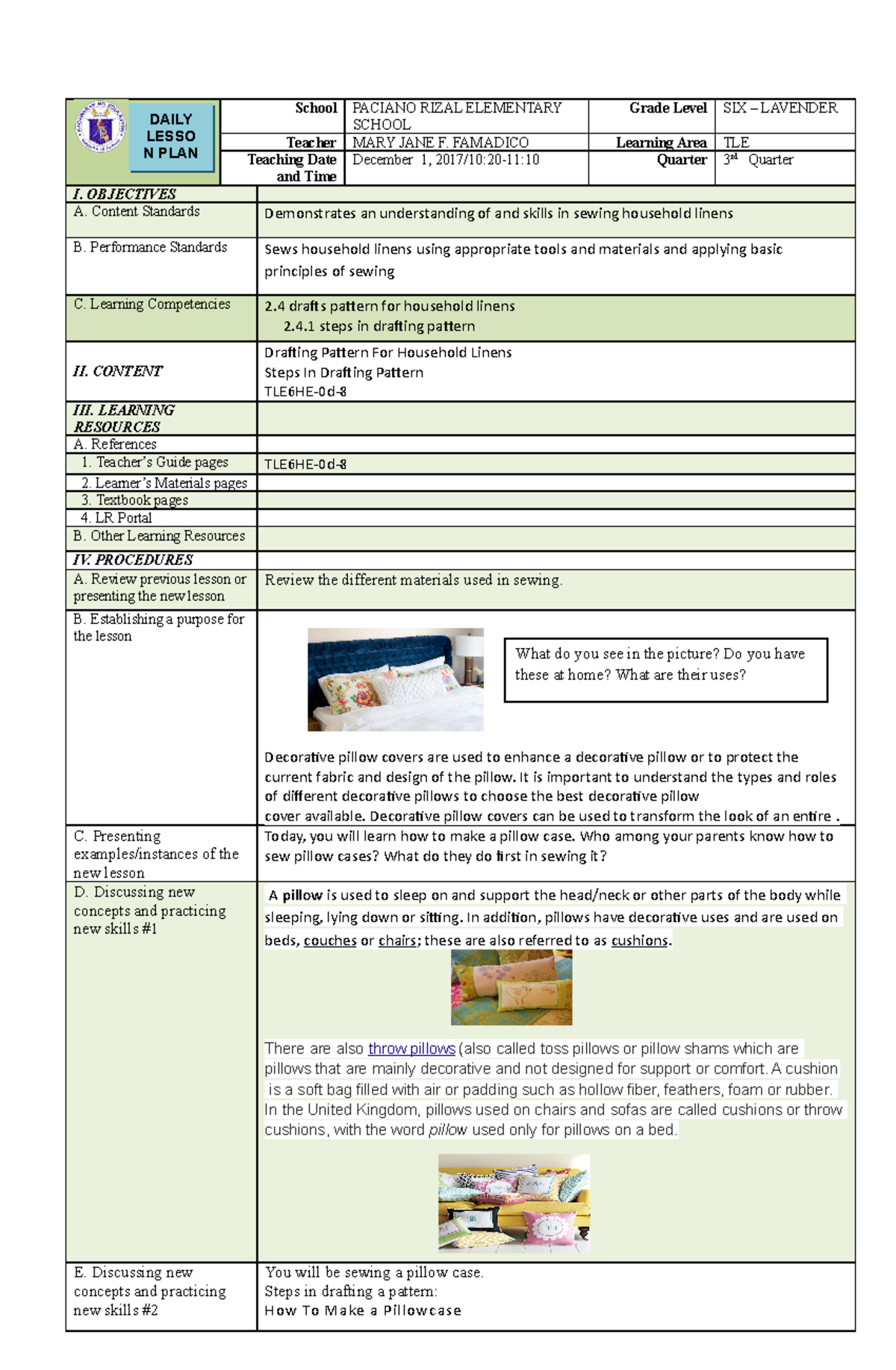 Drafting Pattern & Safety Precautions IN Sewing School PACIANO RIZAL