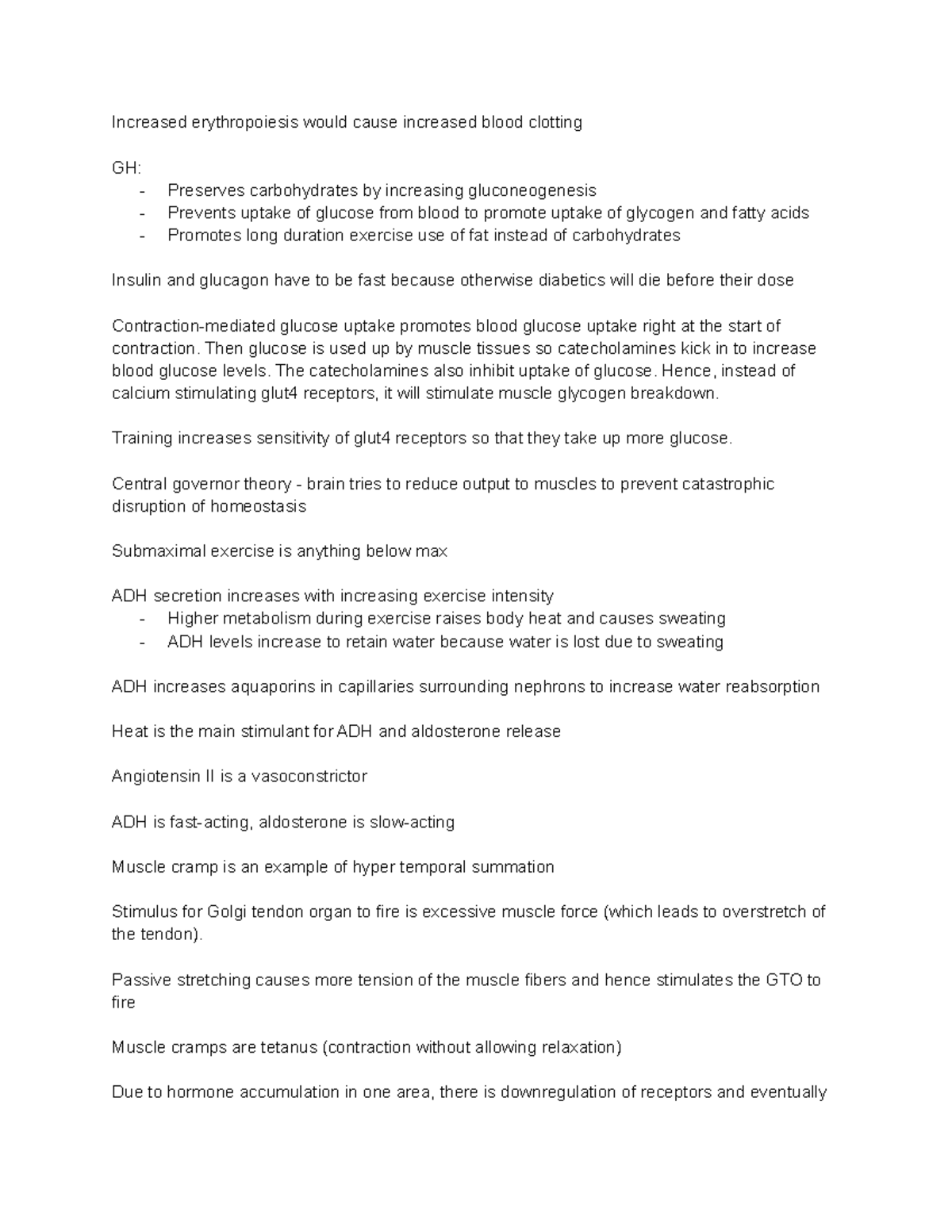 Exercise Physiology Hs342 Exam 2 Rough Notes Increased Exercise Physiology Hs342 Exam 2 Rough Notes Increased