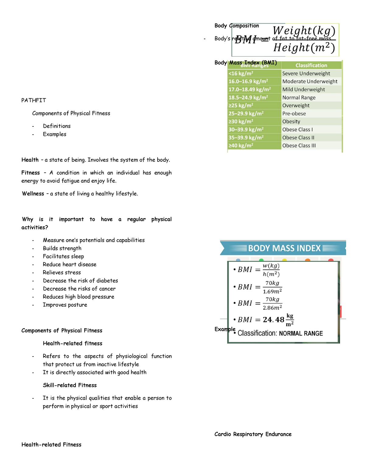 Pathfit Notes - PHYSICAL ACTIVITIES TOWARD HEALTH AND FITNESS (PATHFit ...
