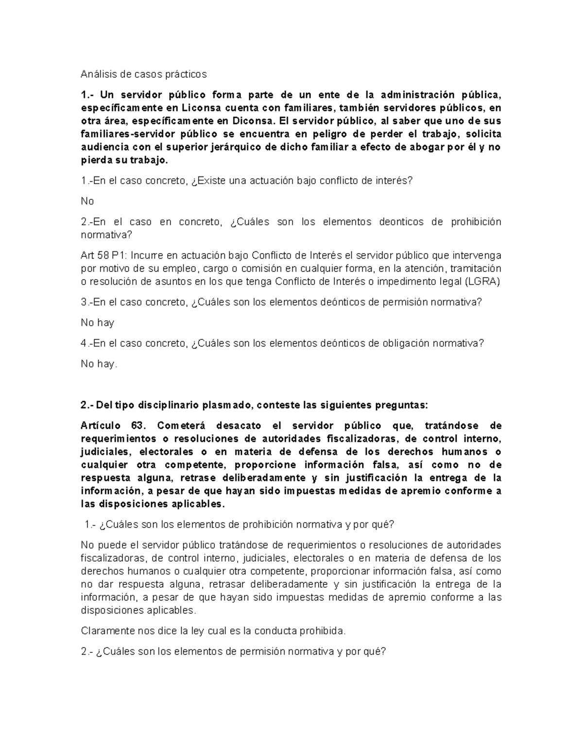 Análisis De Casos Prácticos Un Servidor Público Forma Parte De Un Ente De La Administración 4211