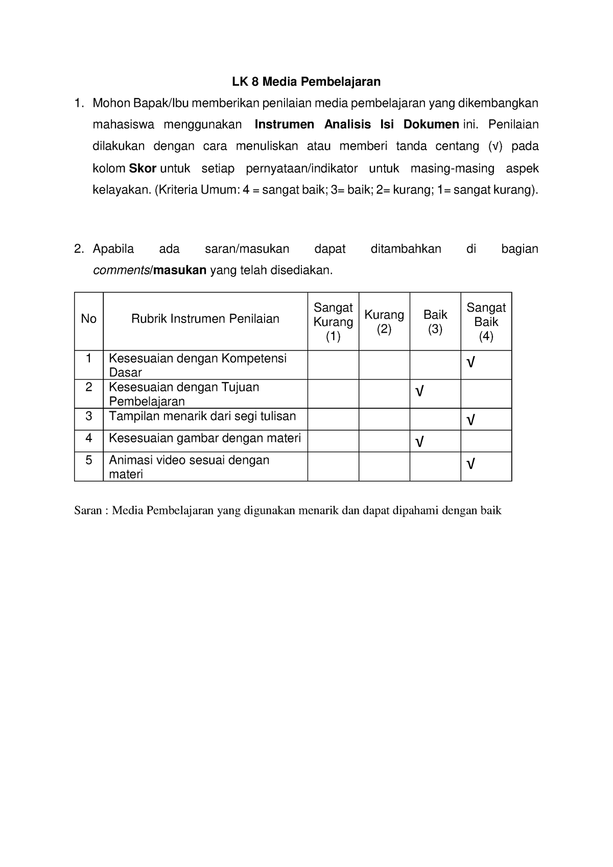 LK 8 - LK 8 ASESMEN - LK 8 Media Pembelajaran Mohon Bapak/Ibu ...