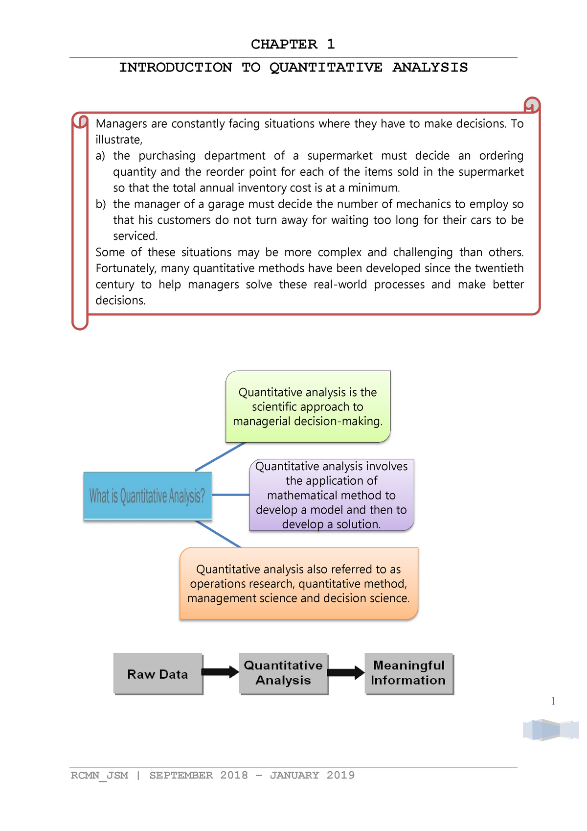 Chapter 1 Introduction TO Quantitative Analysis INTRODUCTION TO 