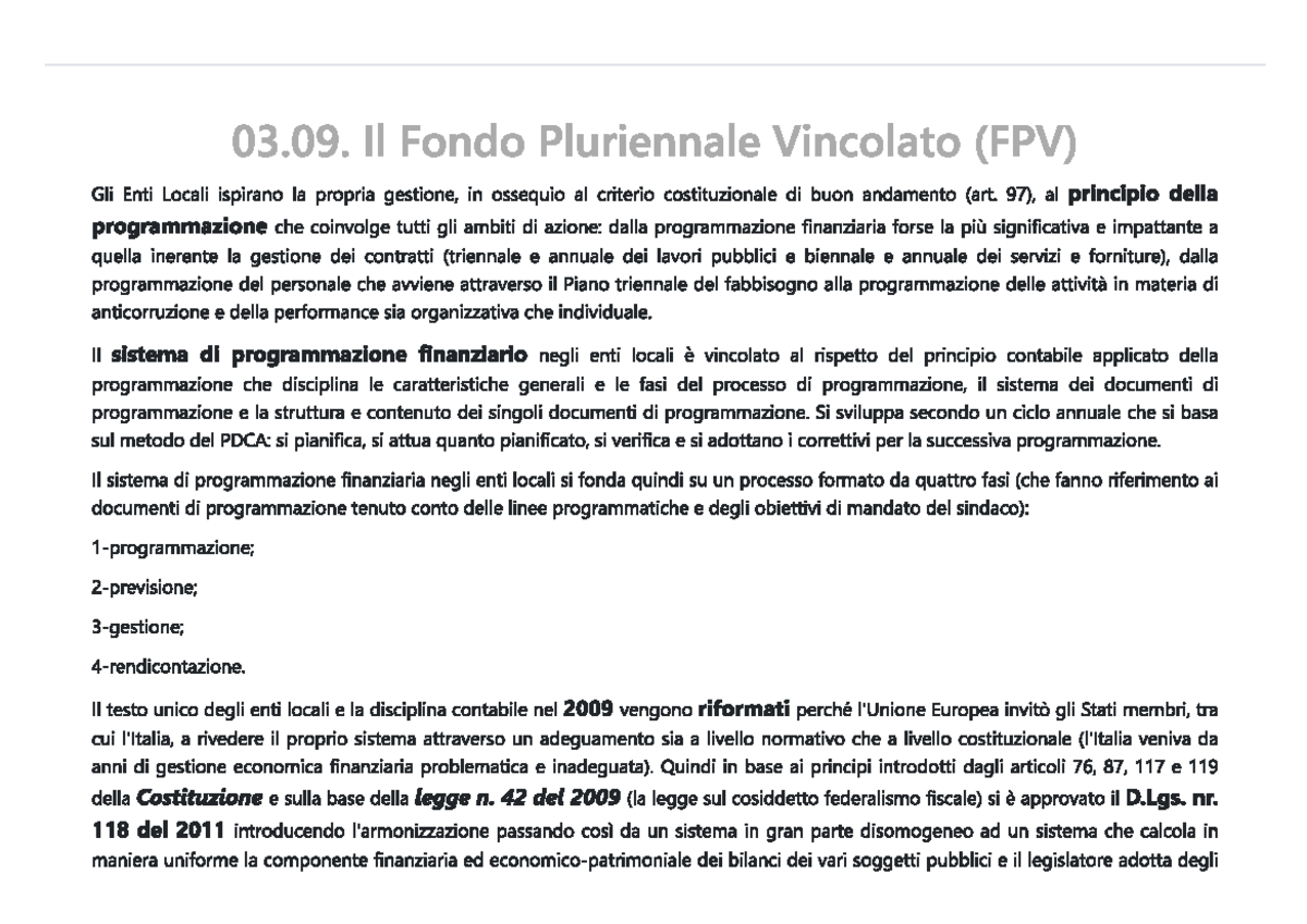 Fondo pluriennale vincolato 1 Diritto Pubblico Generale Studocu