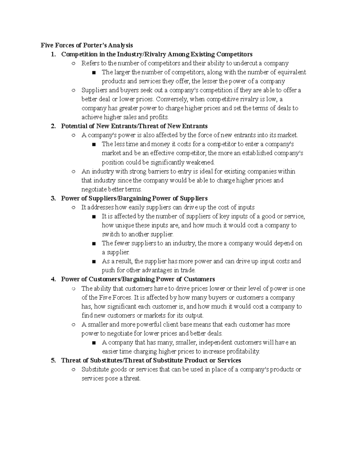 Porter's Analysis, and Forecating Methods - Five Forces of Porter’s ...