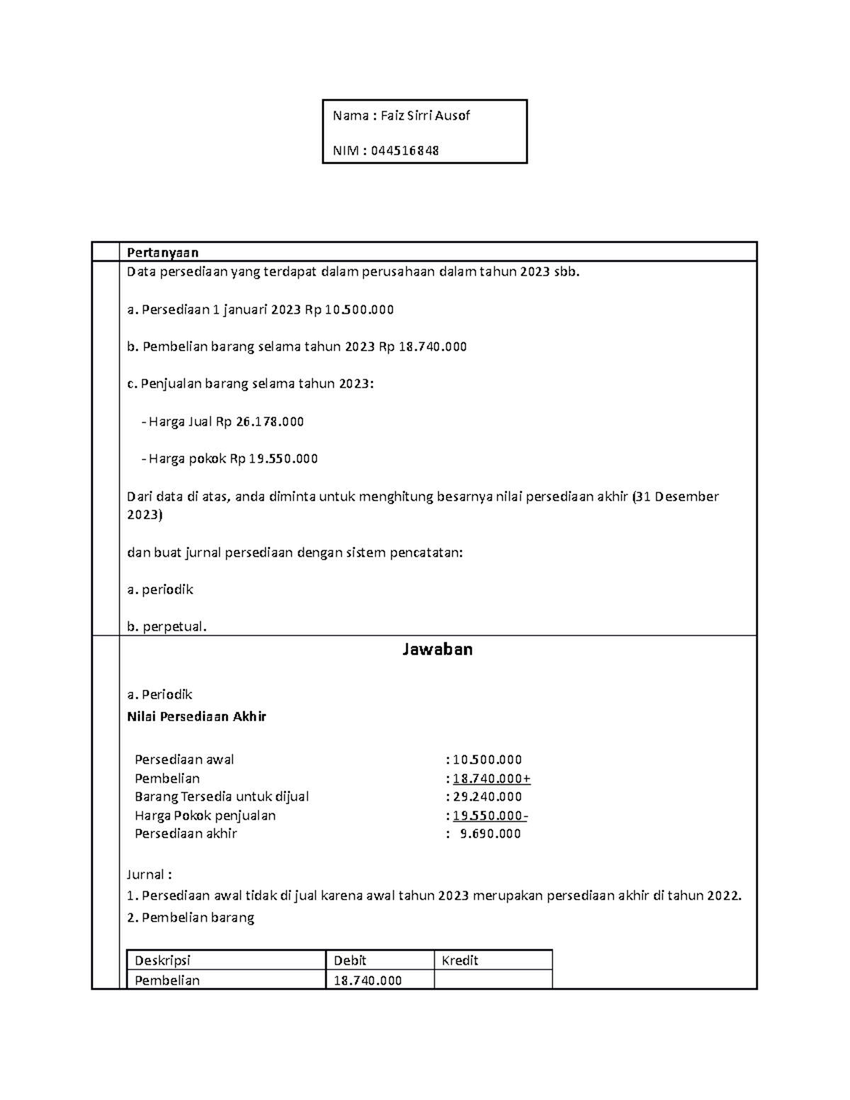 AKM - Tugas - Pertanyaan Data Persediaan Yang Terdapat Dalam Perusahaan ...