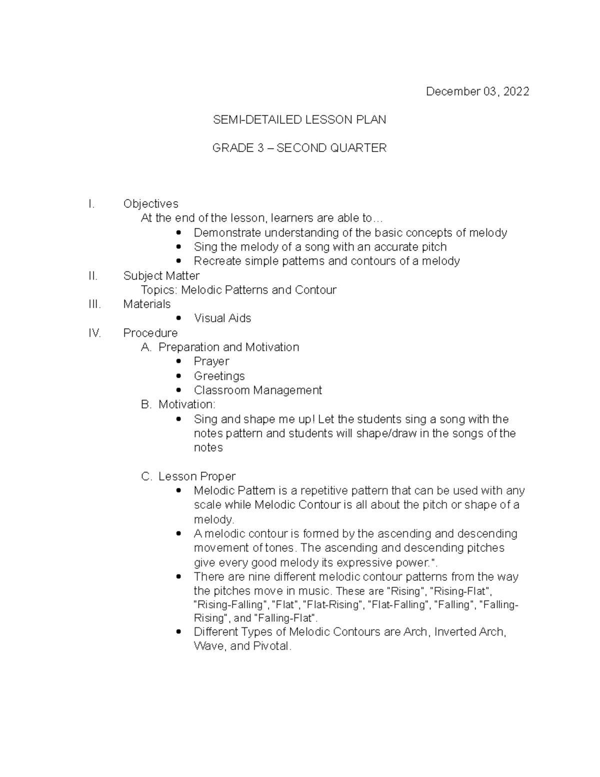 Semi Detailed Lesson Plan Group 4 - December 03, 2022 SEMI-DETAILED ...