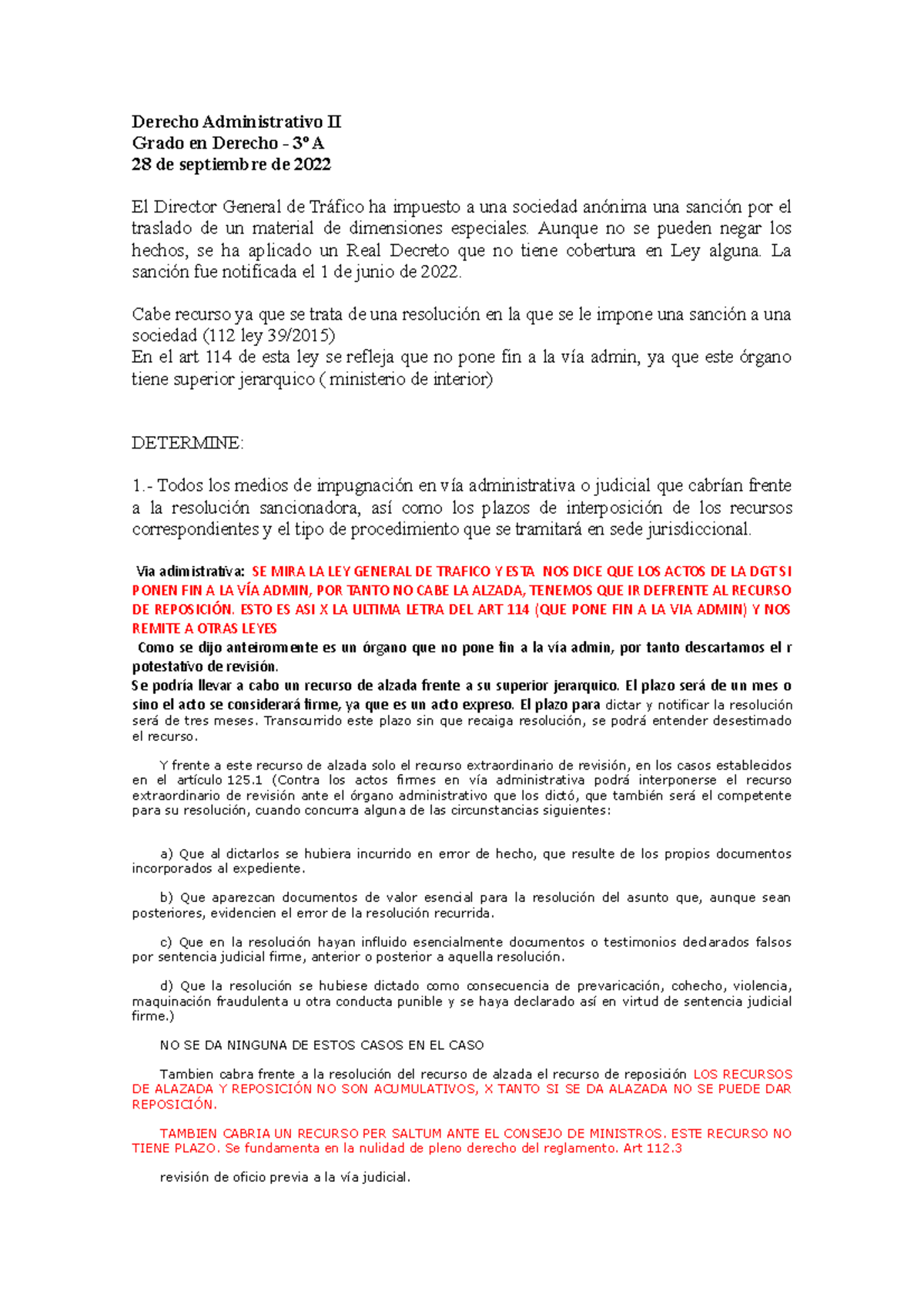 Practica 1 - Derecho Administrativo II Grado En Derecho - 3º A 28 De ...