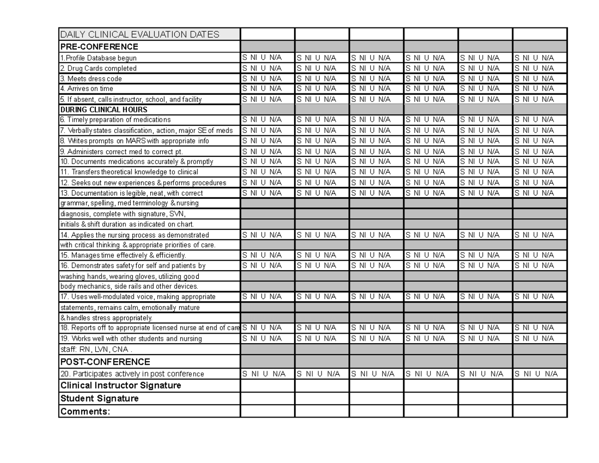 Daily Clinical Evaluation - lvn 64 - Gurnick - Studocu