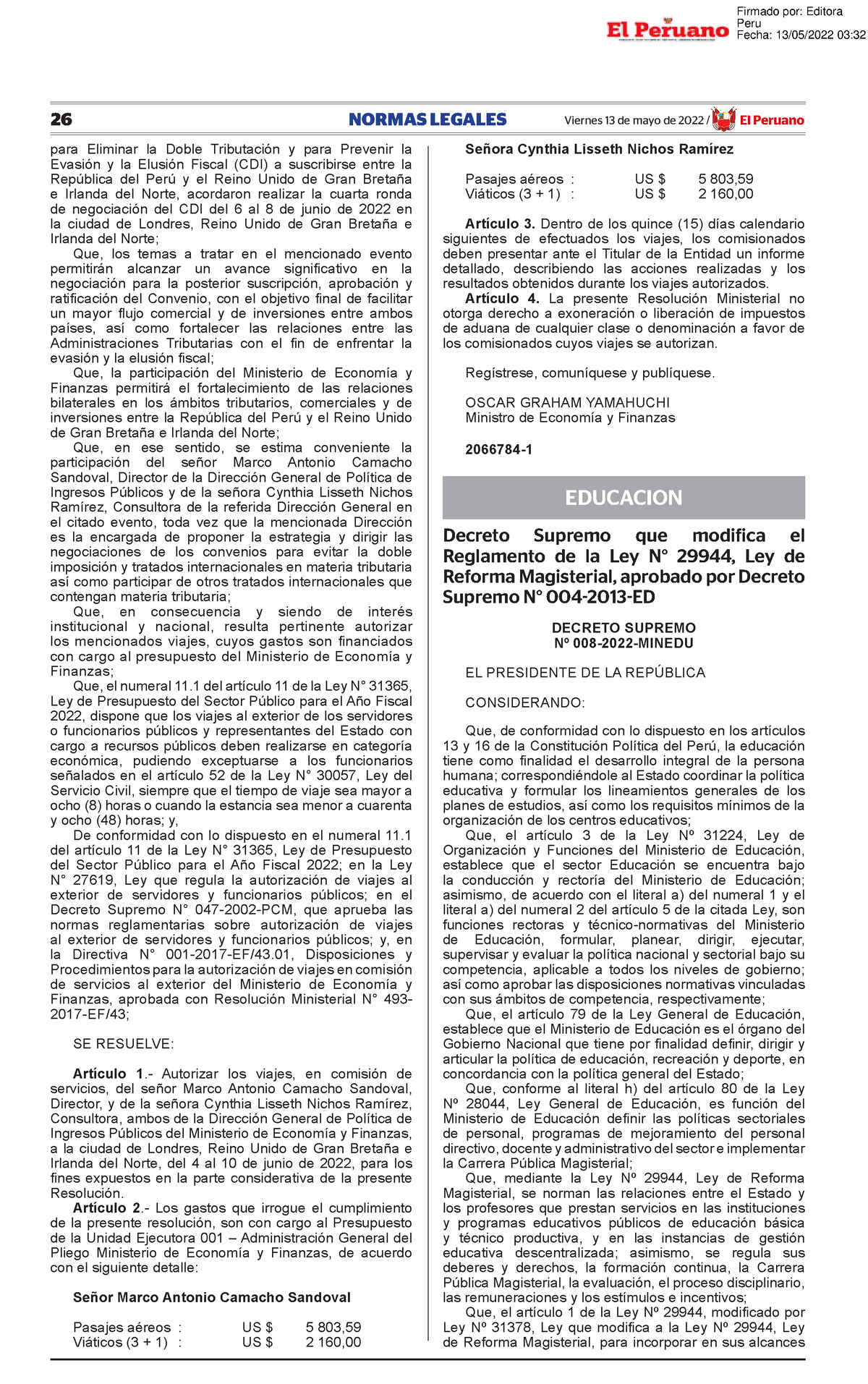 Decreto Supremo Que Modifica El Reglamento De La Ley N 2994 Decreto ...