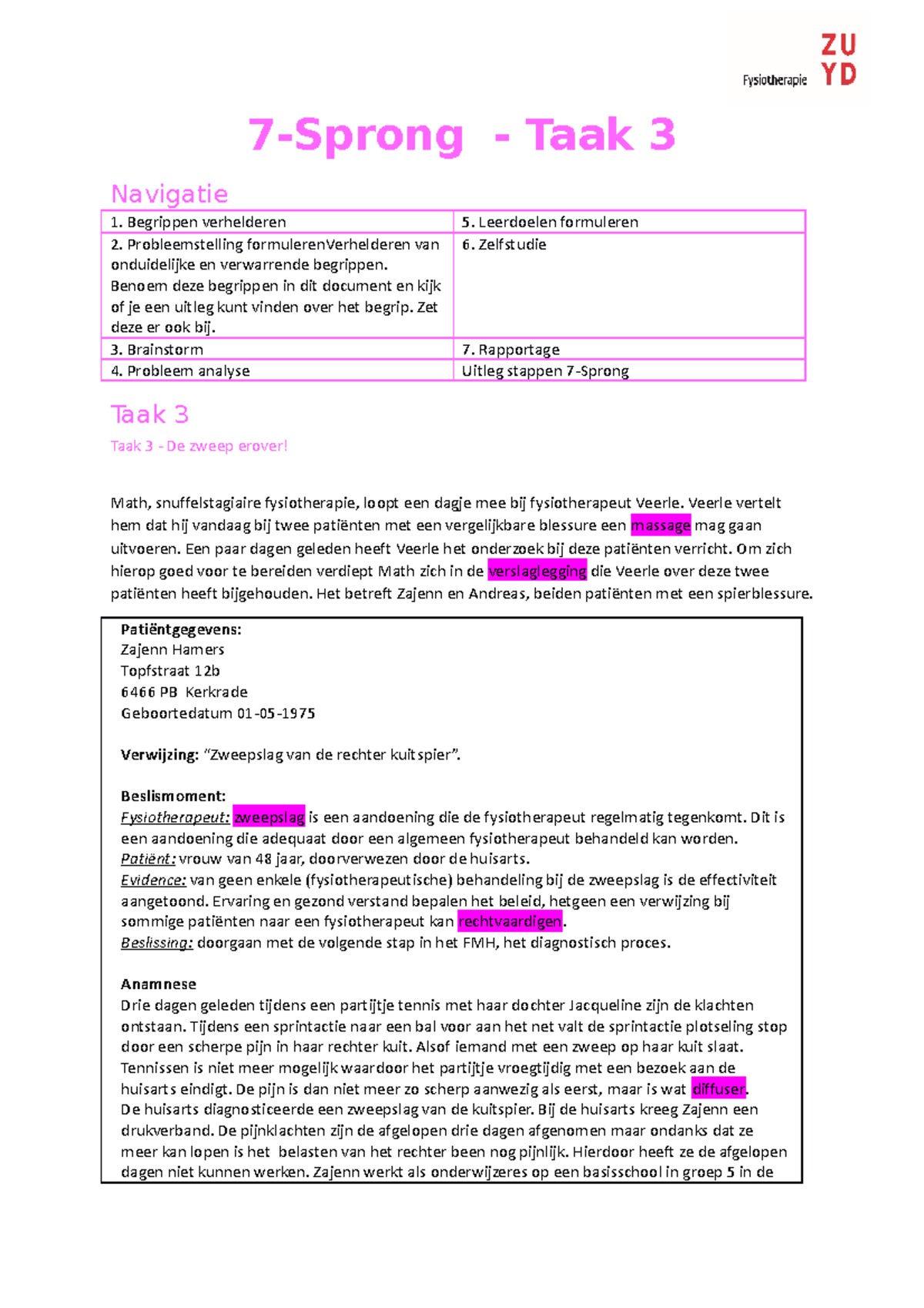 Taak 3 - Taak 3 Blok 1 - 7-Sprong - Taak 3 Navigatie Begrippen ...